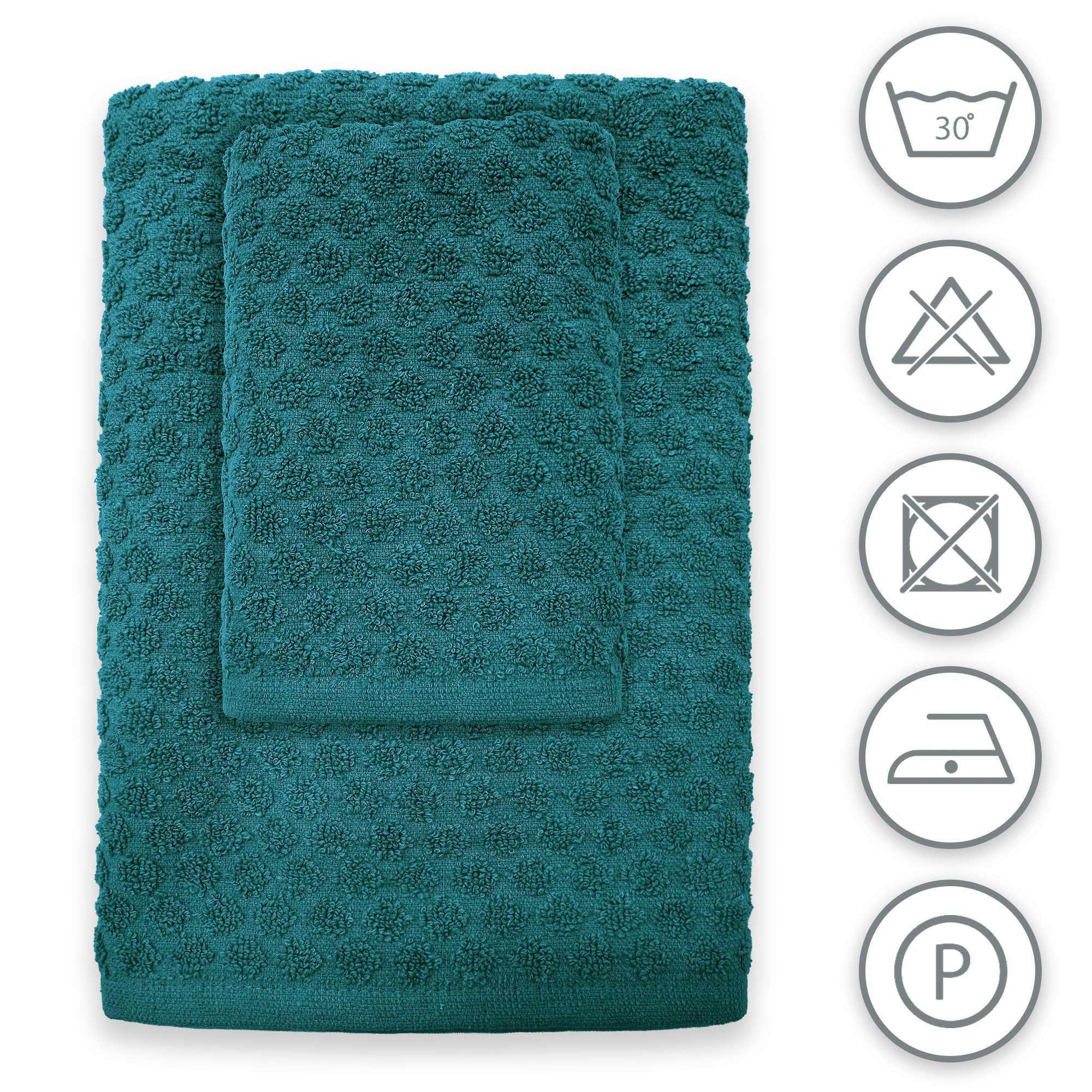 Asciugamani bagno in spugna Jacquard di cotone set 1+1 Viso e Ospite 600gsm 7167