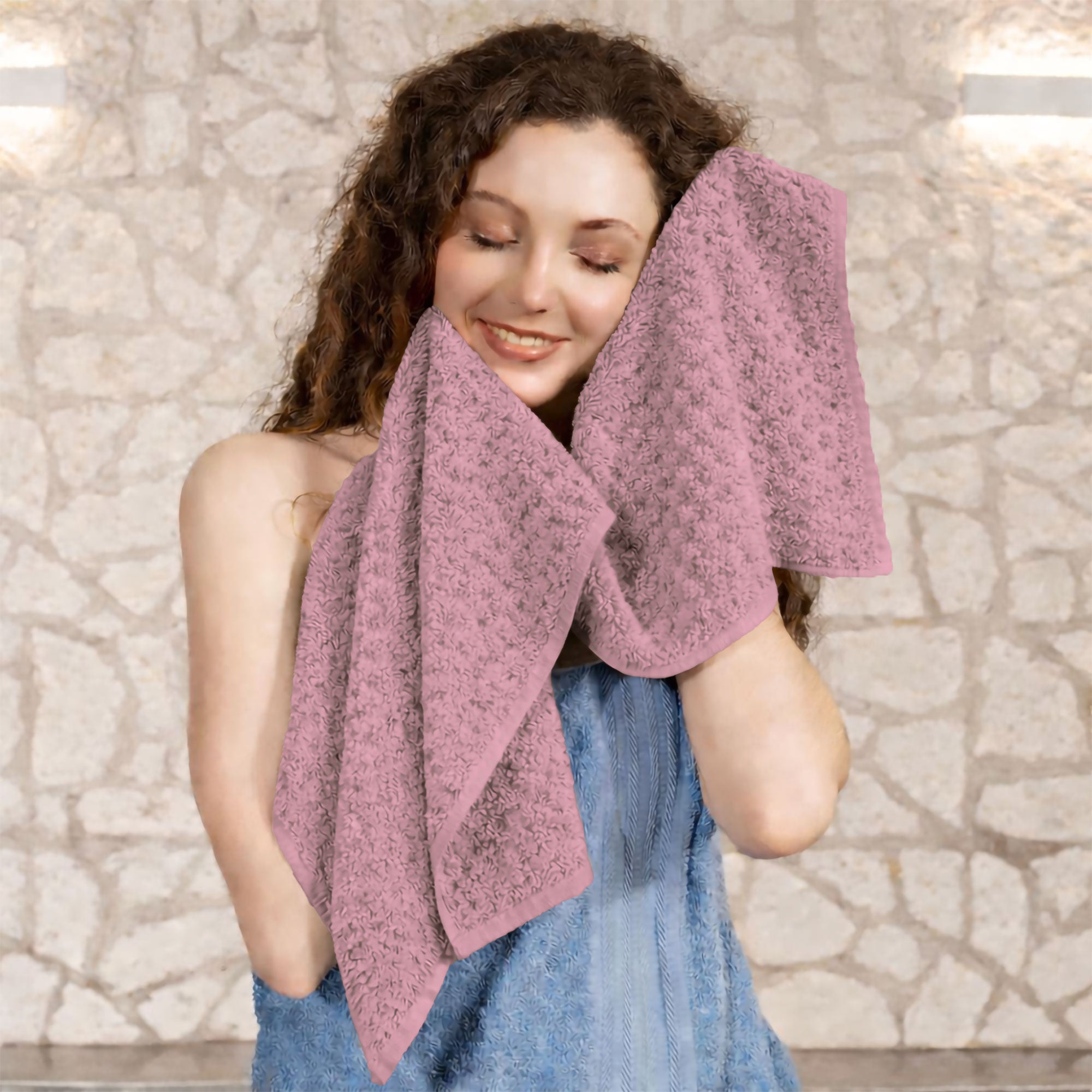 Asciugamani bagno in spugna Jacquard di cotone set 1+1 Viso e Ospite 600gsm 7167