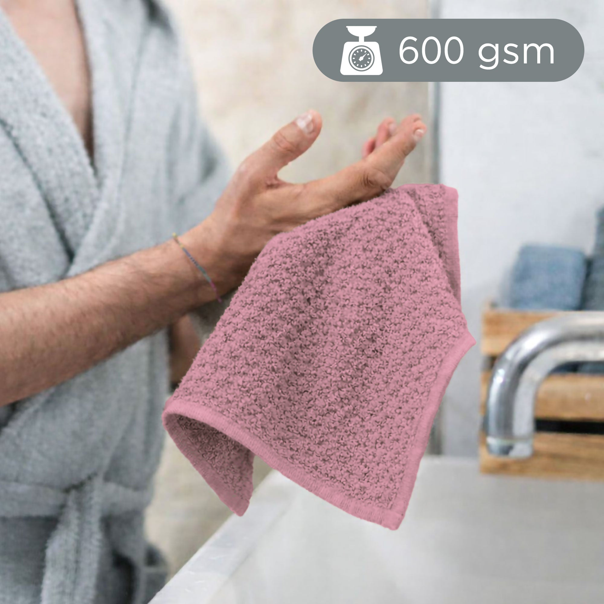 Asciugamani bagno in spugna Jacquard di cotone set 1+1 Viso e Ospite 600gsm 7167