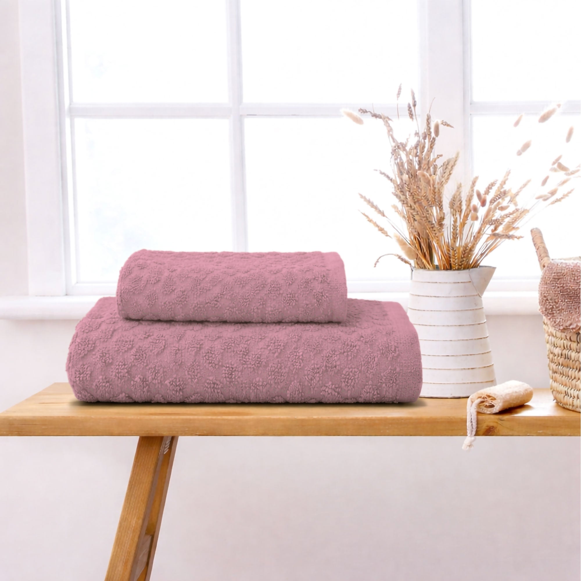 Asciugamani bagno in spugna Jacquard di cotone set 1+1 Viso e Ospite 600gsm 7167