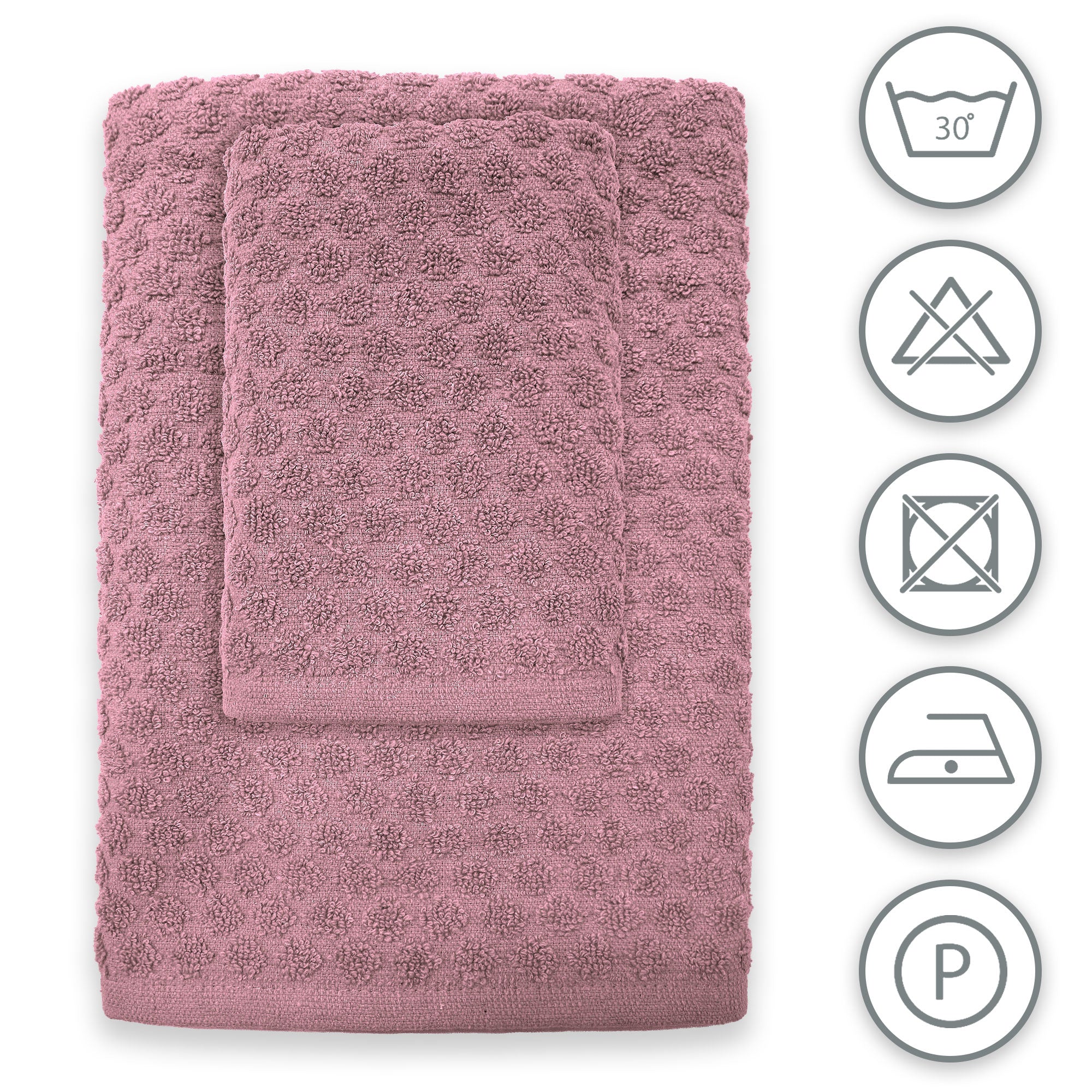 Asciugamani bagno in spugna Jacquard di cotone set 1+1 Viso e Ospite 600gsm 7167