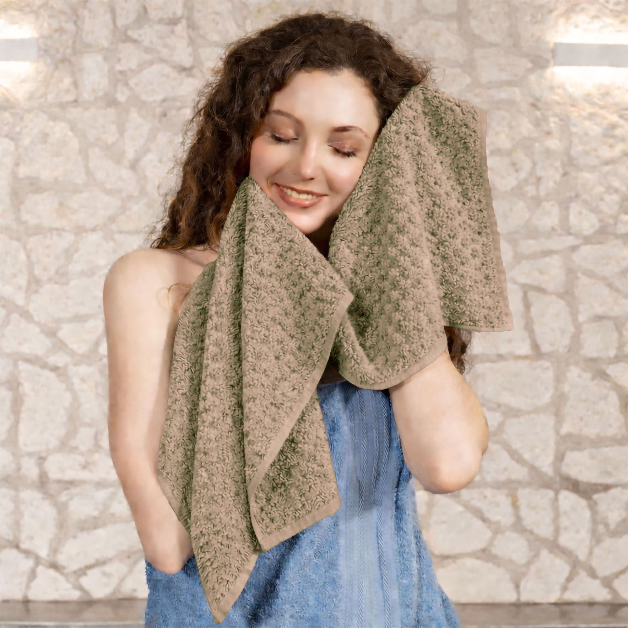 Asciugamani bagno in spugna Jacquard di cotone set 1+1 Viso e Ospite 600gsm 7167