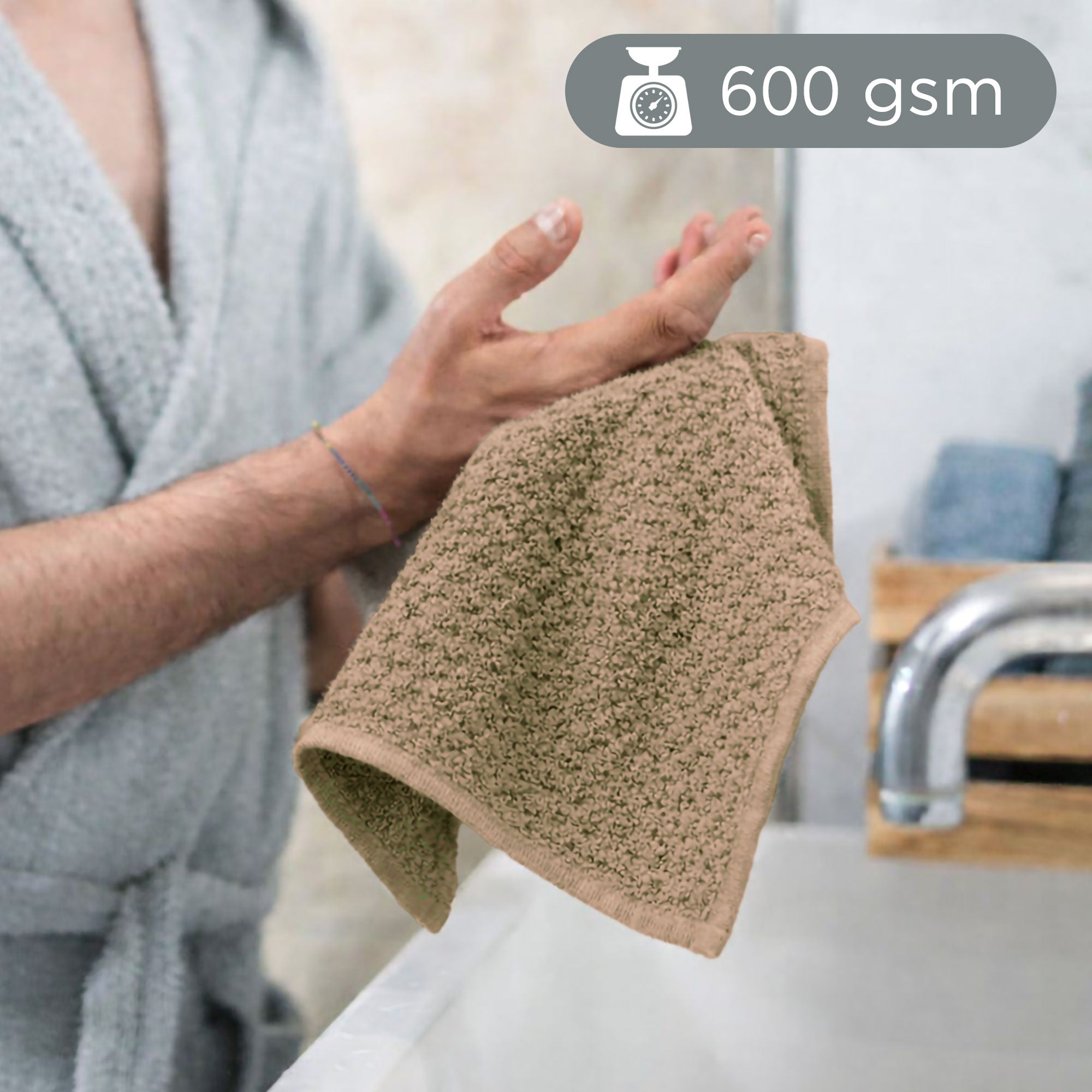 Asciugamani bagno in spugna Jacquard di cotone set 1+1 Viso e Ospite 600gsm 7167