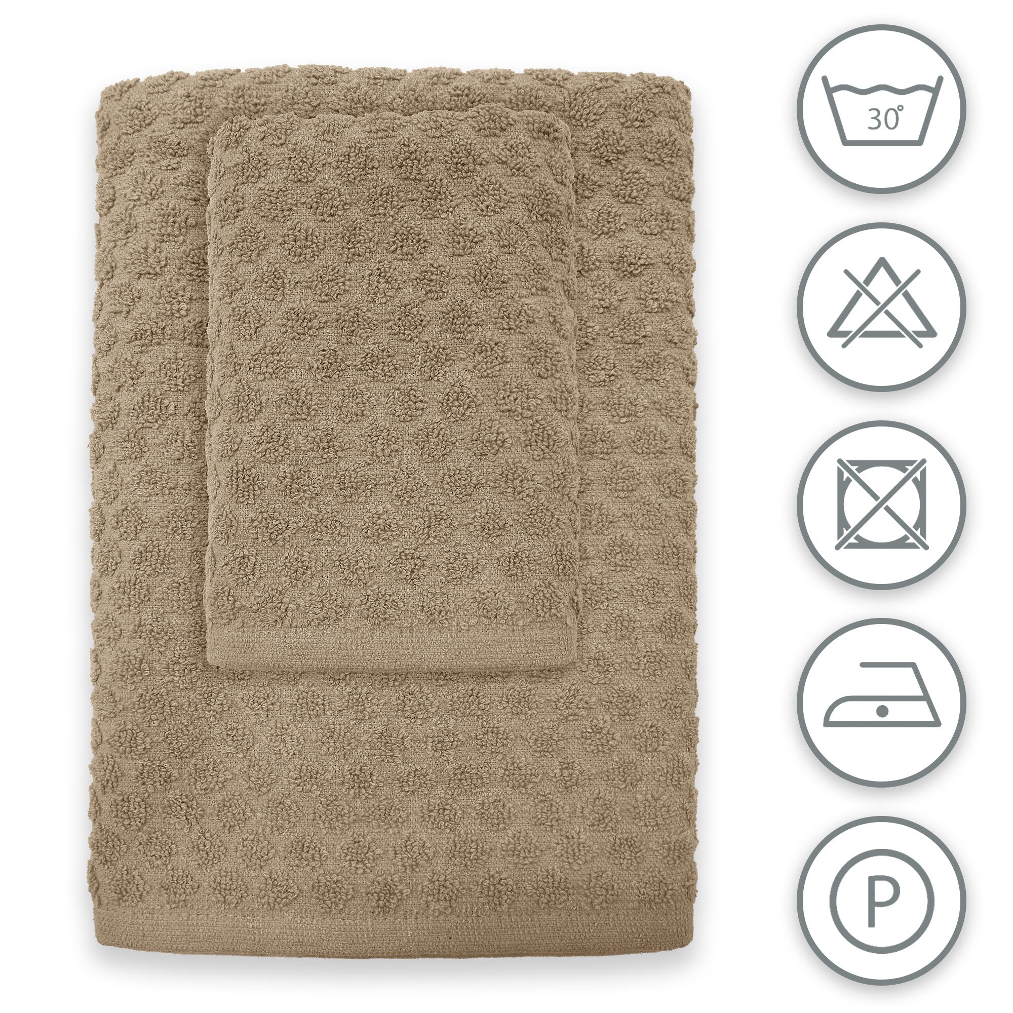 Asciugamani bagno in spugna Jacquard di cotone set 1+1 Viso e Ospite 600gsm 7167