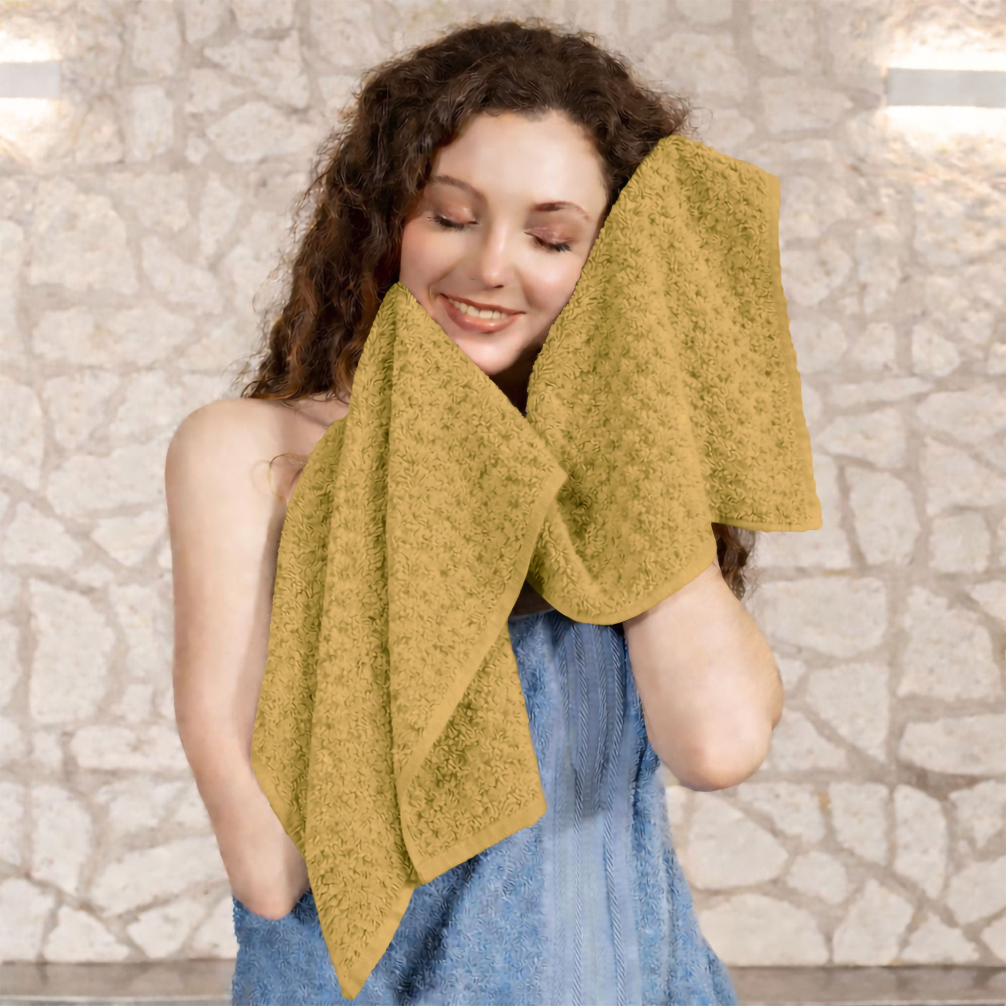 Asciugamani bagno in spugna Jacquard di cotone set 1+1 Viso e Ospite 600gsm 7167