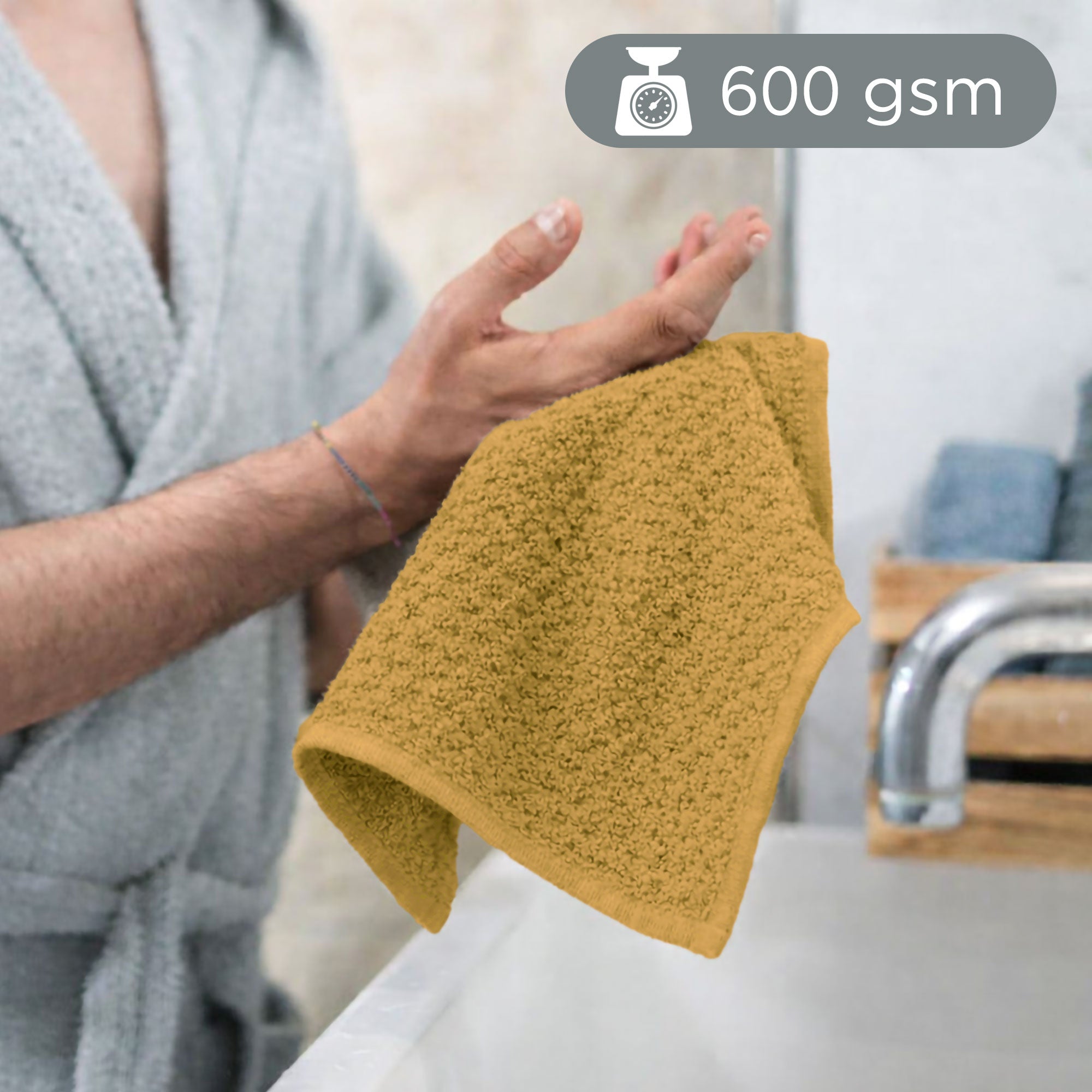 Asciugamani bagno in spugna Jacquard di cotone set 1+1 Viso e Ospite 600gsm 7167