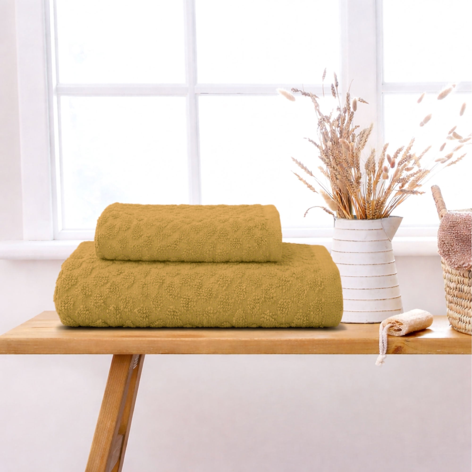 Asciugamani bagno in spugna Jacquard di cotone set 1+1 Viso e Ospite 600gsm 7167