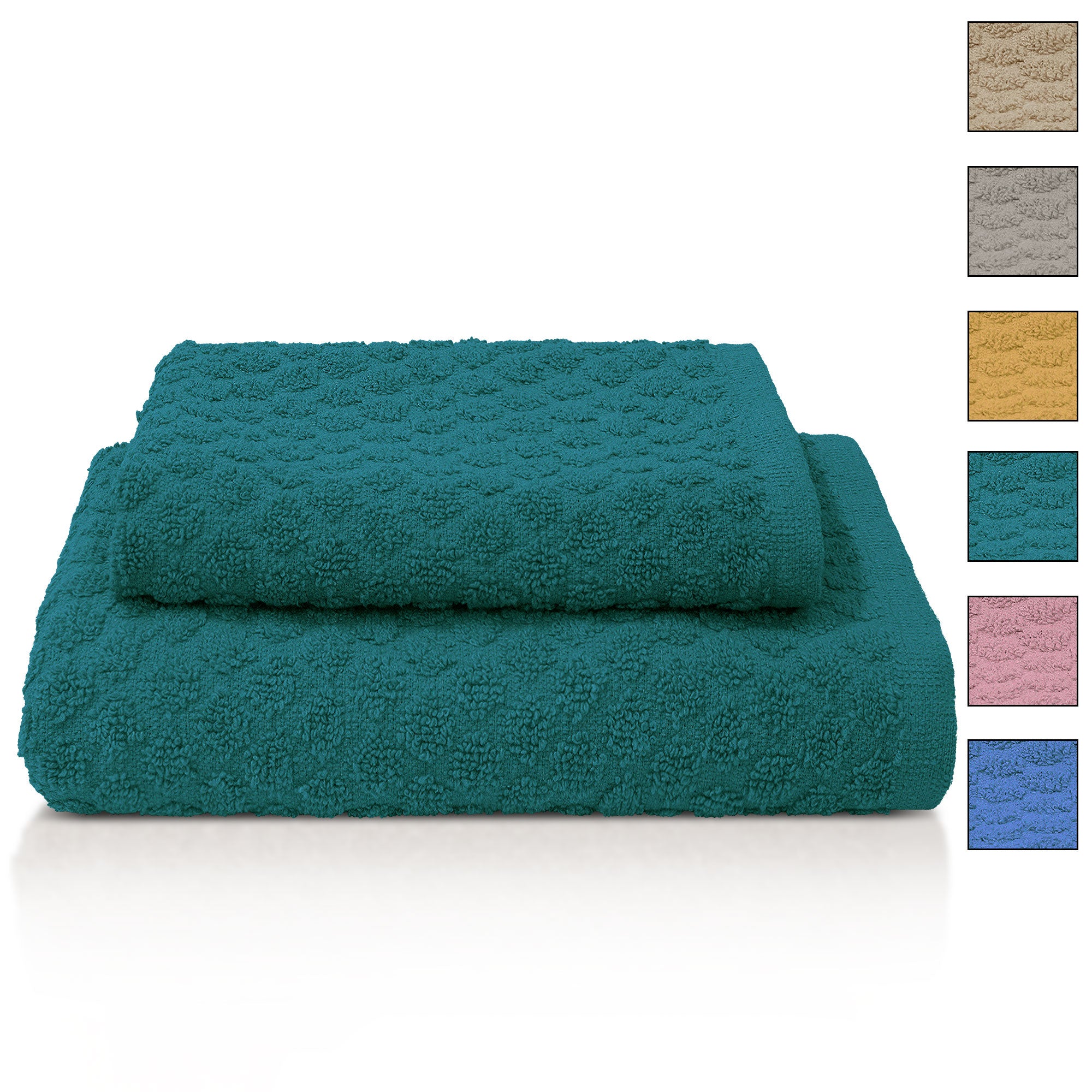 Asciugamani bagno in spugna Jacquard di cotone set 1+1 Viso e Ospite 600gsm 7167