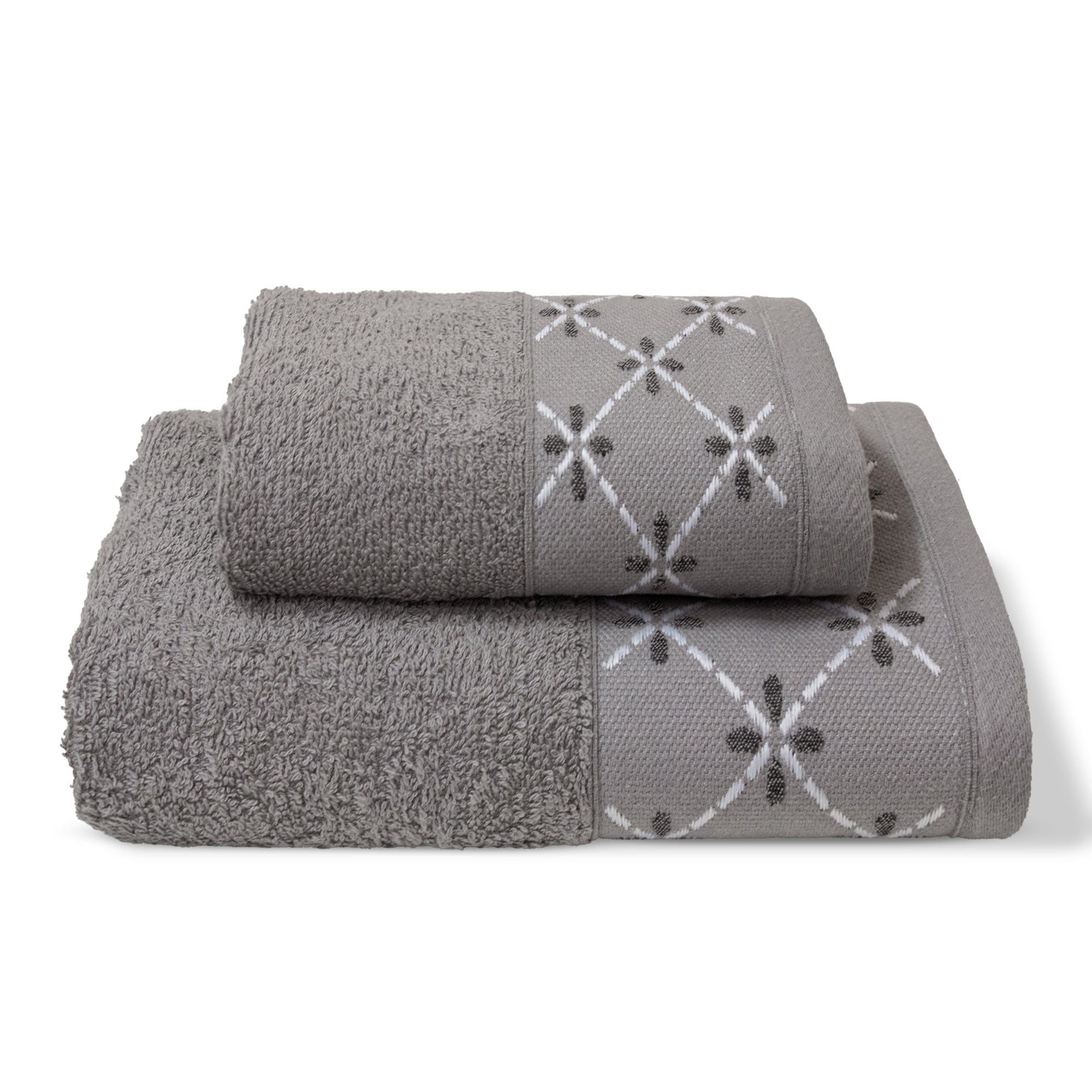 Asciugamani bagno set viso e bidet in spugna puro cotone 1+1 ricamate 400gr 7172