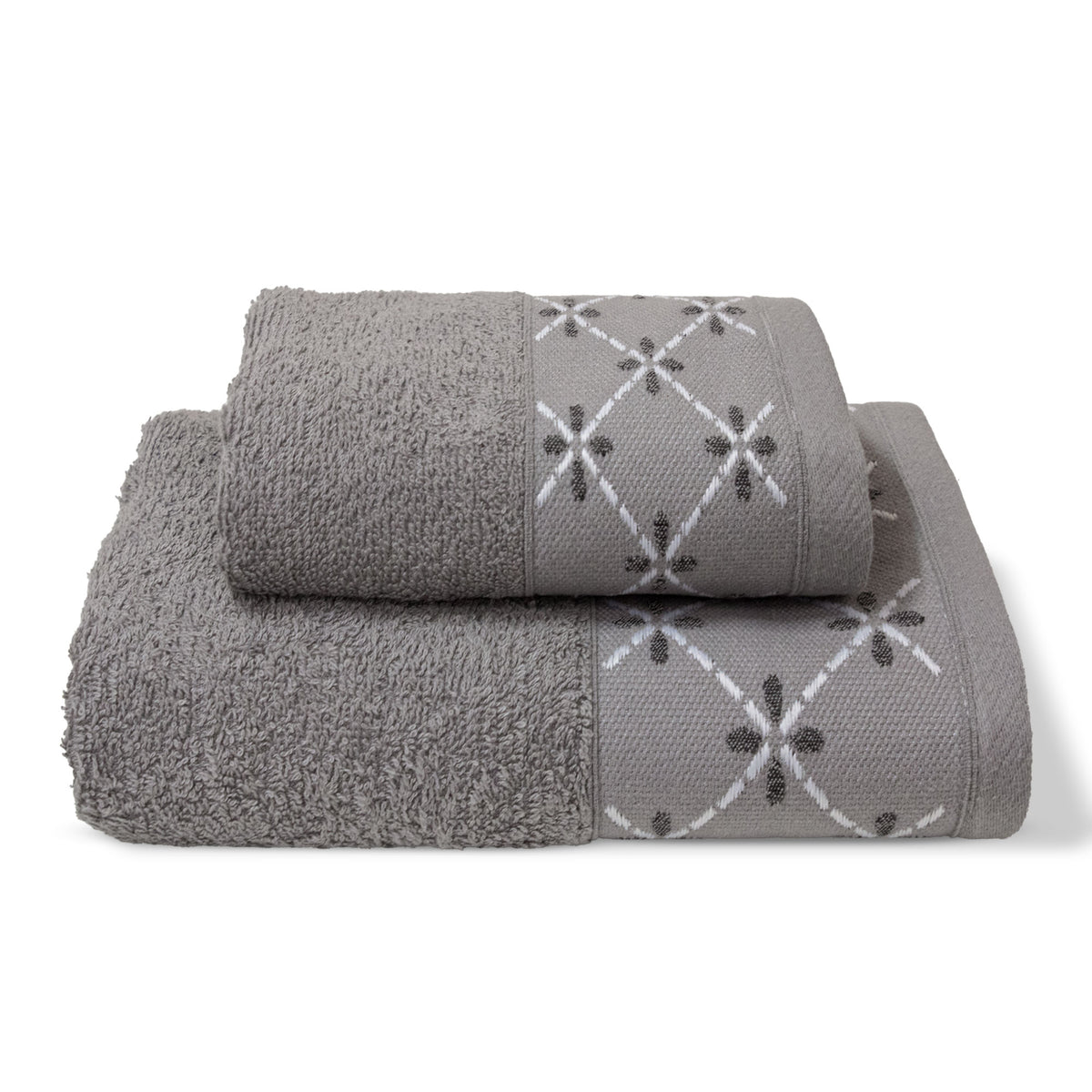 Asciugamani bagno set viso e bidet in spugna puro cotone 1+1 ricamate 400gr 7172