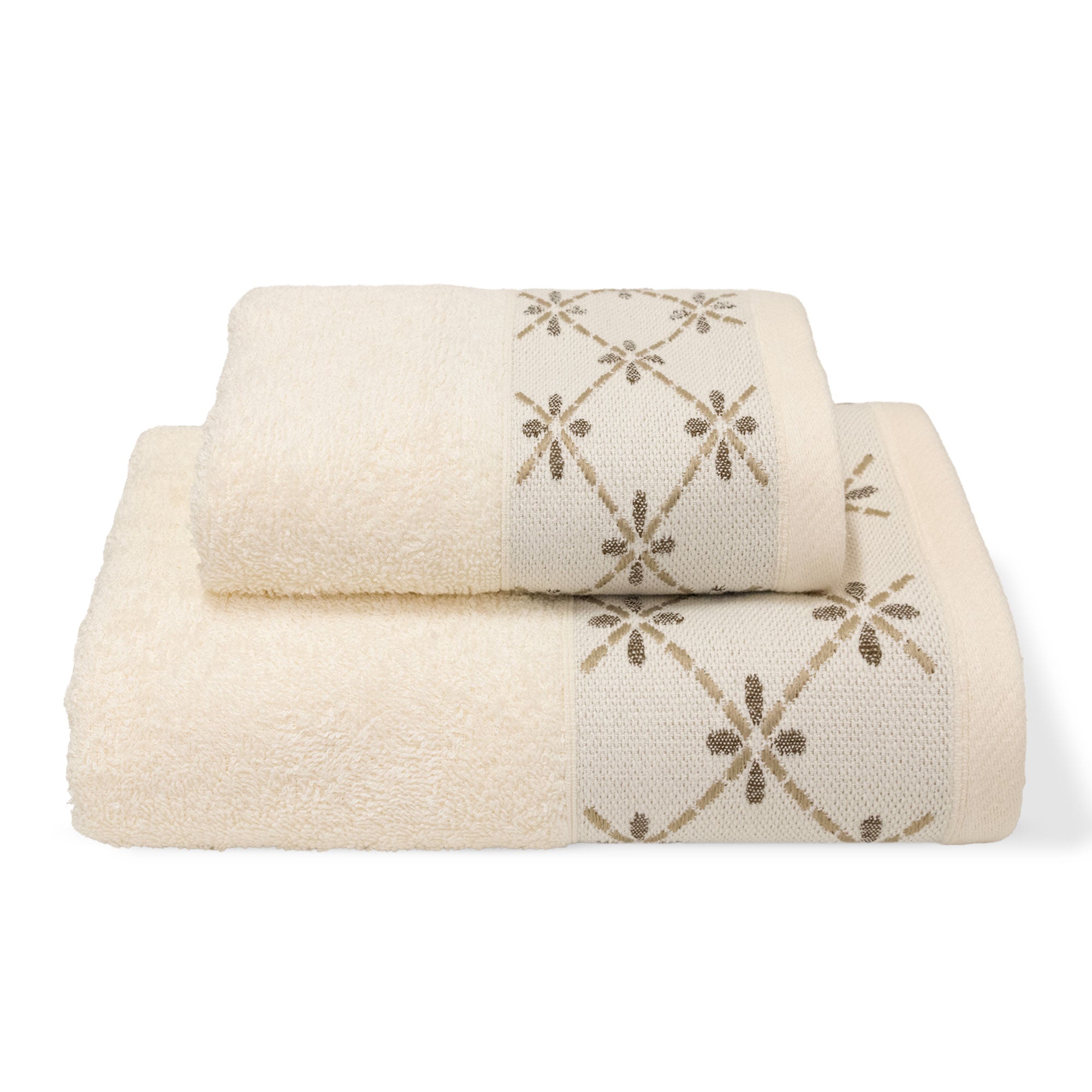 Asciugamani bagno set viso e bidet in spugna puro cotone 1+1 ricamate 400gr 7172