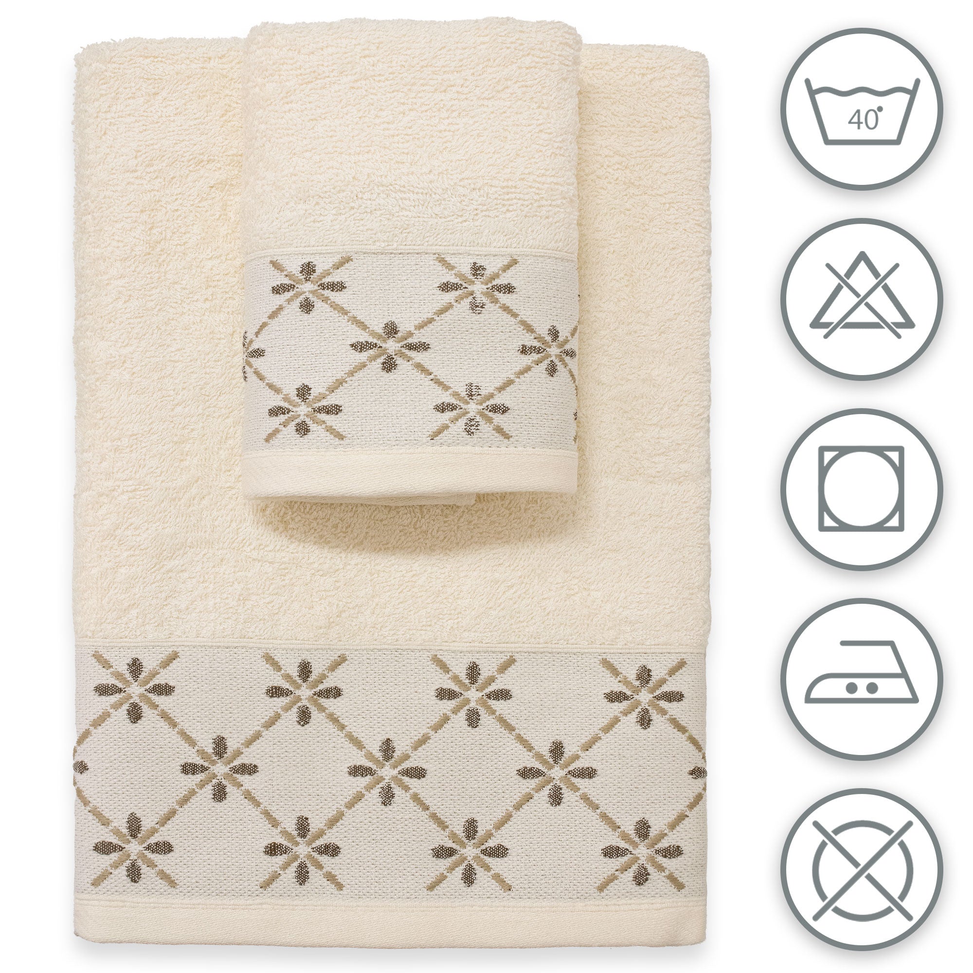 Asciugamani bagno set viso e bidet in spugna puro cotone 1+1 ricamate 400gr 7172
