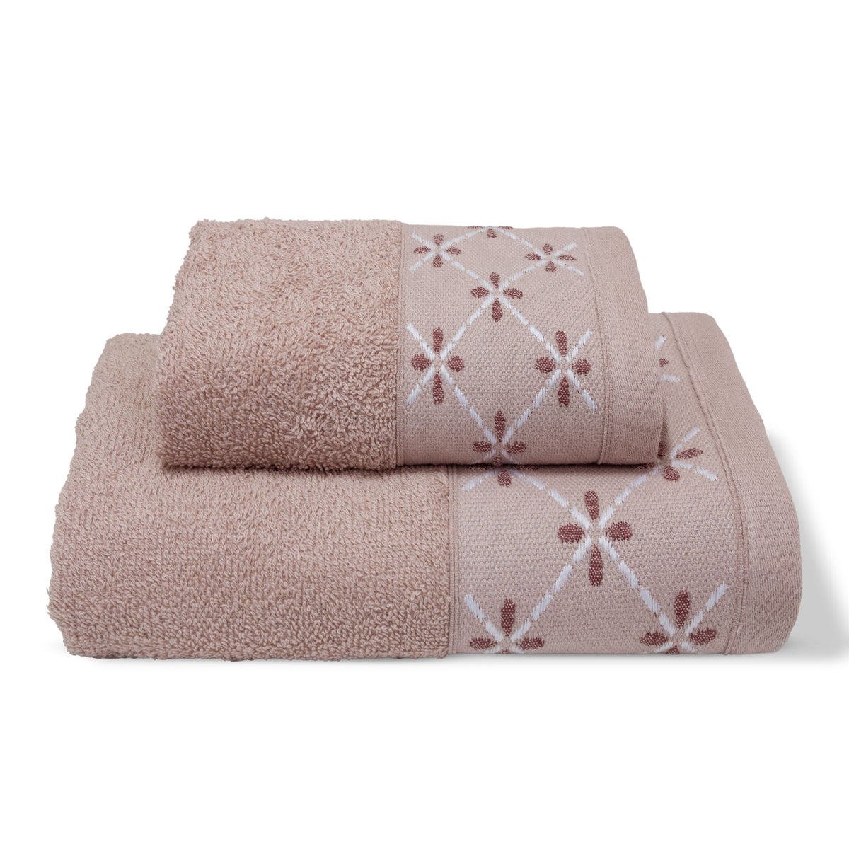 Asciugamani bagno set viso e bidet in spugna puro cotone 1+1 ricamate 400gr 7172