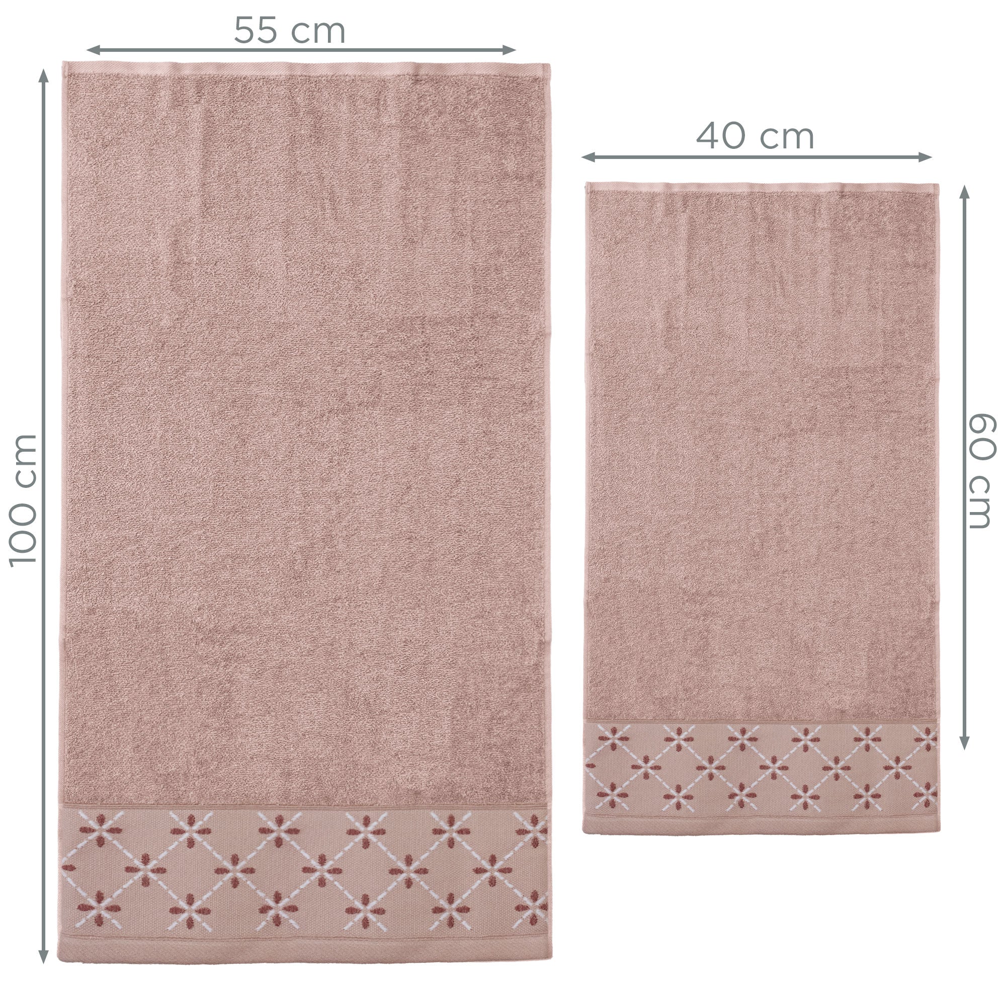 Asciugamani bagno set viso e bidet in spugna puro cotone 6+6 ricamate 400gr 7174