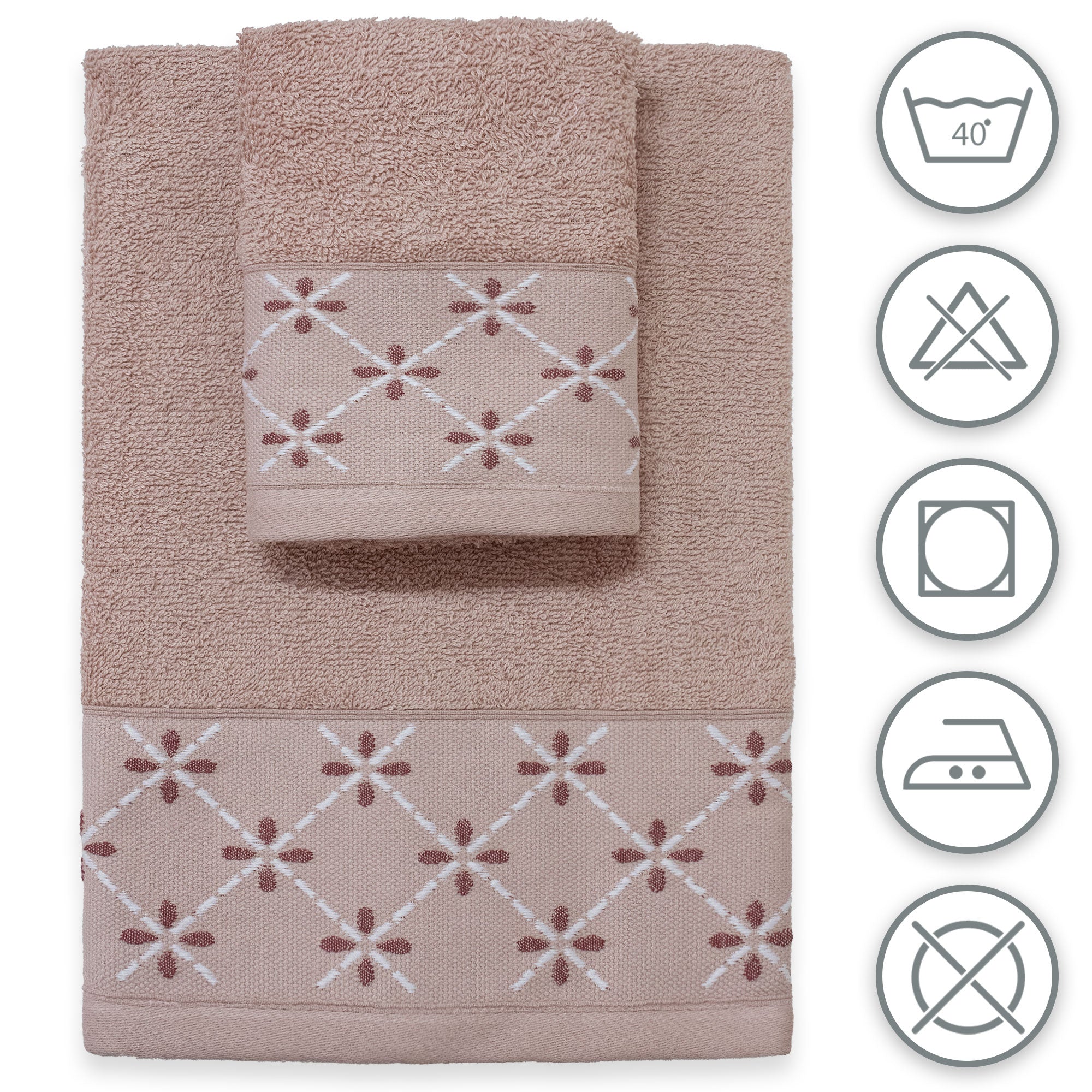 Asciugamani bagno set viso e bidet in spugna puro cotone 1+1 ricamate 400gr 7172