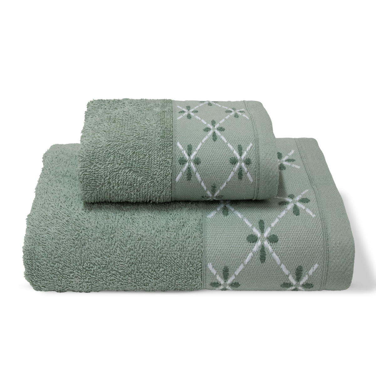 Asciugamani bagno set viso e bidet in spugna puro cotone 1+1 ricamate 400gr 7172