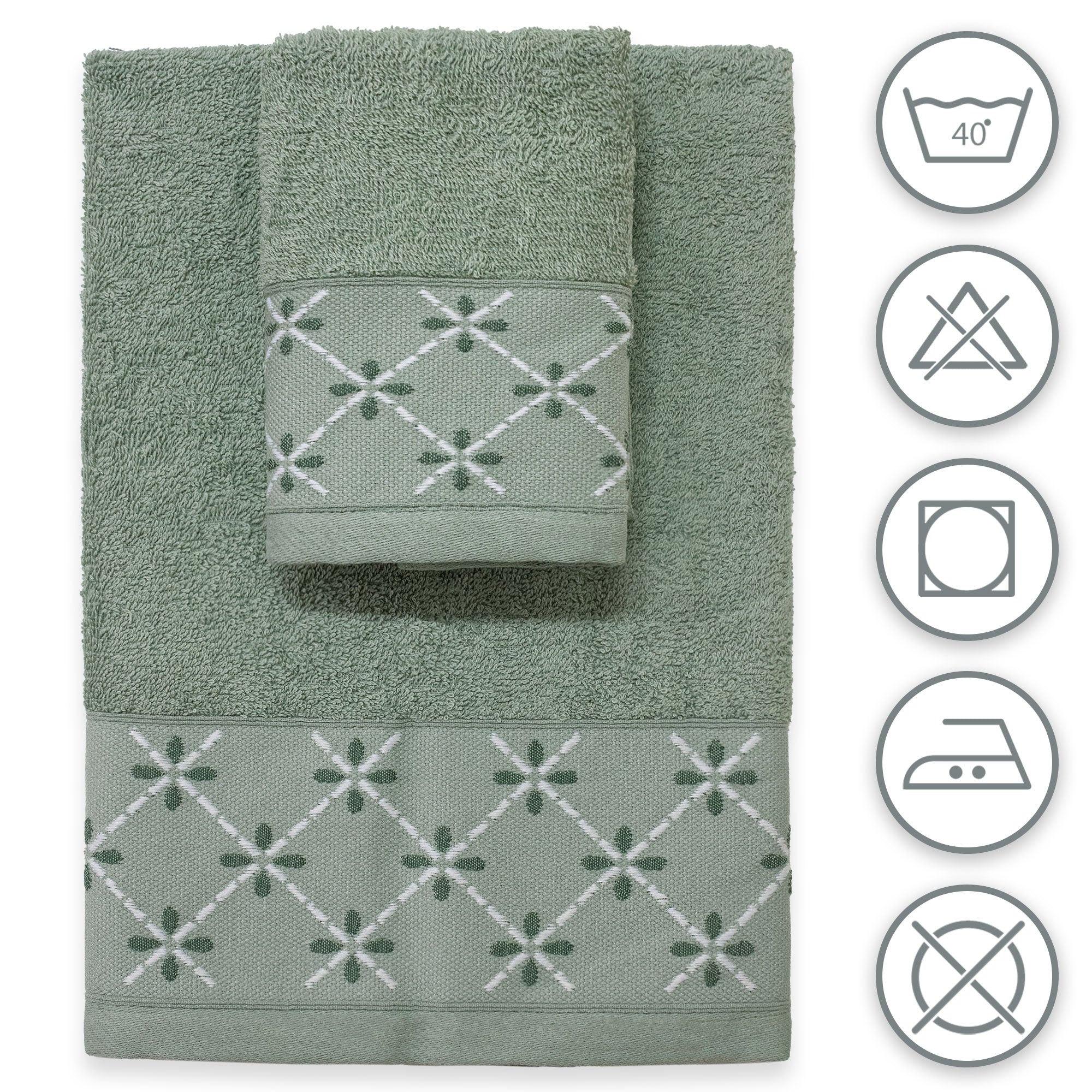 Asciugamani bagno set viso e bidet in spugna puro cotone 6+6 ricamate 400gr 7174