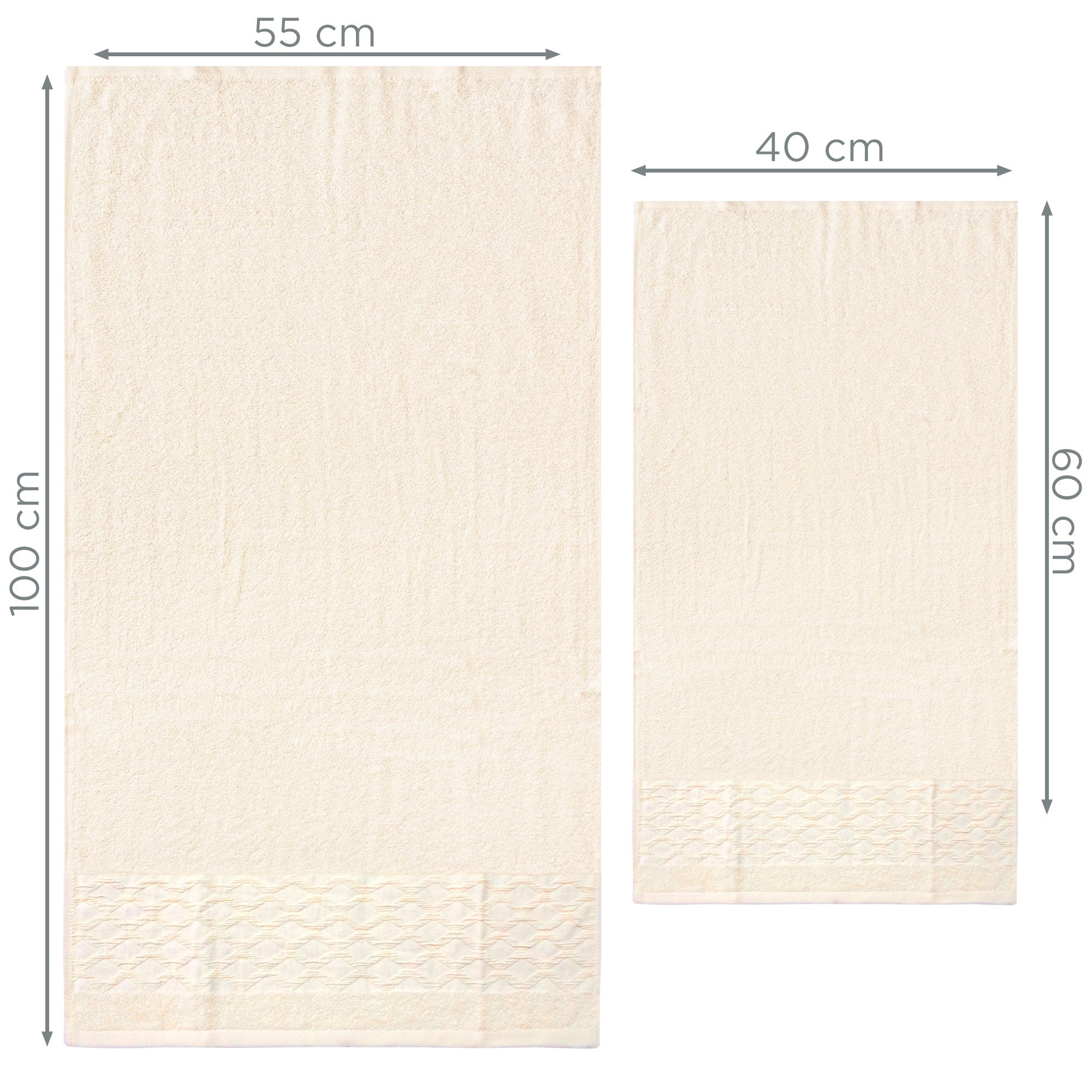 Asciugamani bagno set viso e bidet in spugna puro cotone 1+1 ricamate 400gr 7172