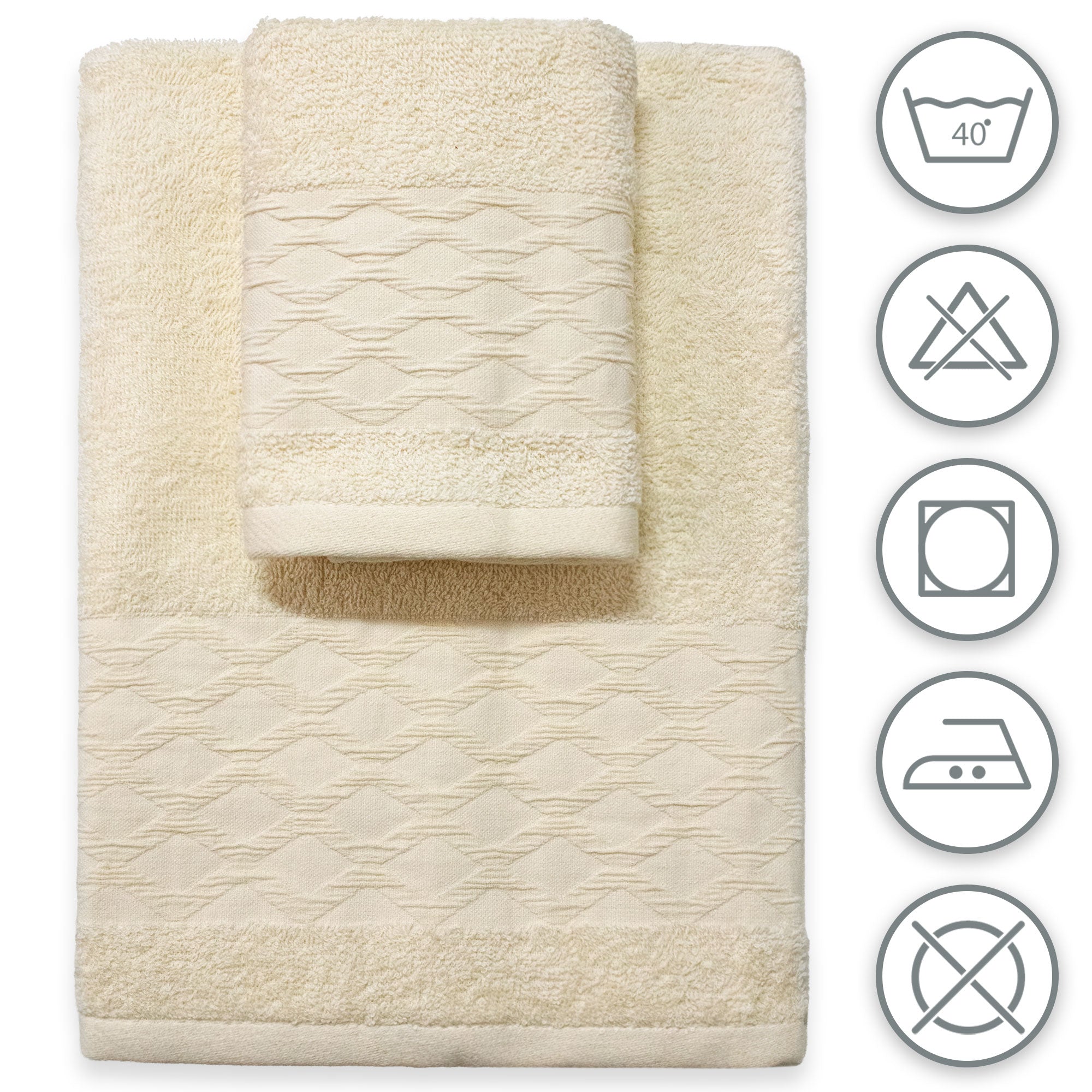 Asciugamani bagno set viso e bidet in spugna puro cotone 1+1 ricamate 400gr 7172