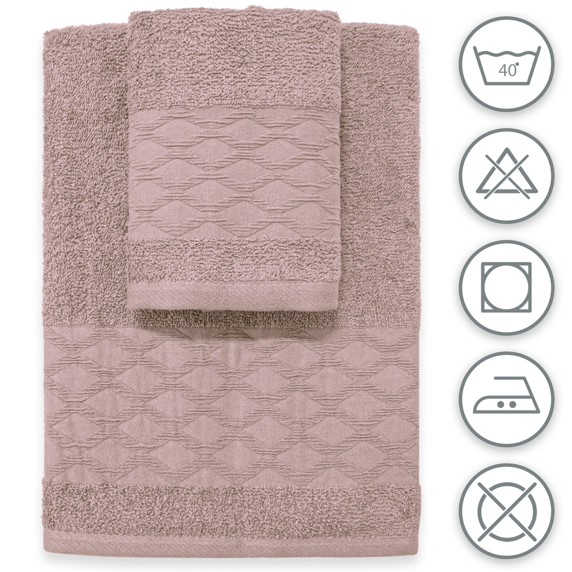 Asciugamani bagno set viso e bidet in spugna puro cotone 1+1 ricamate 400gr 7172