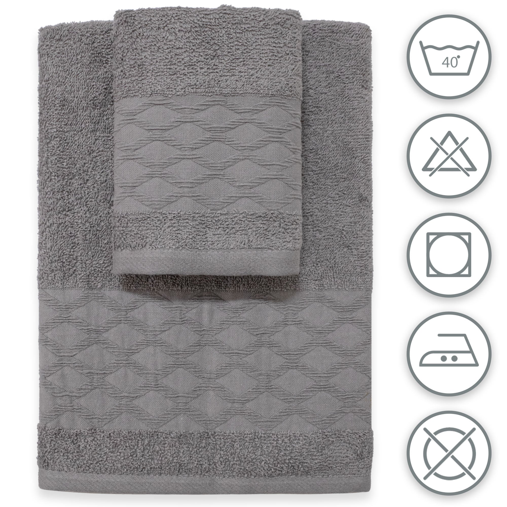 Asciugamani bagno set viso e bidet in spugna puro cotone 1+1 ricamate 400gr 7172