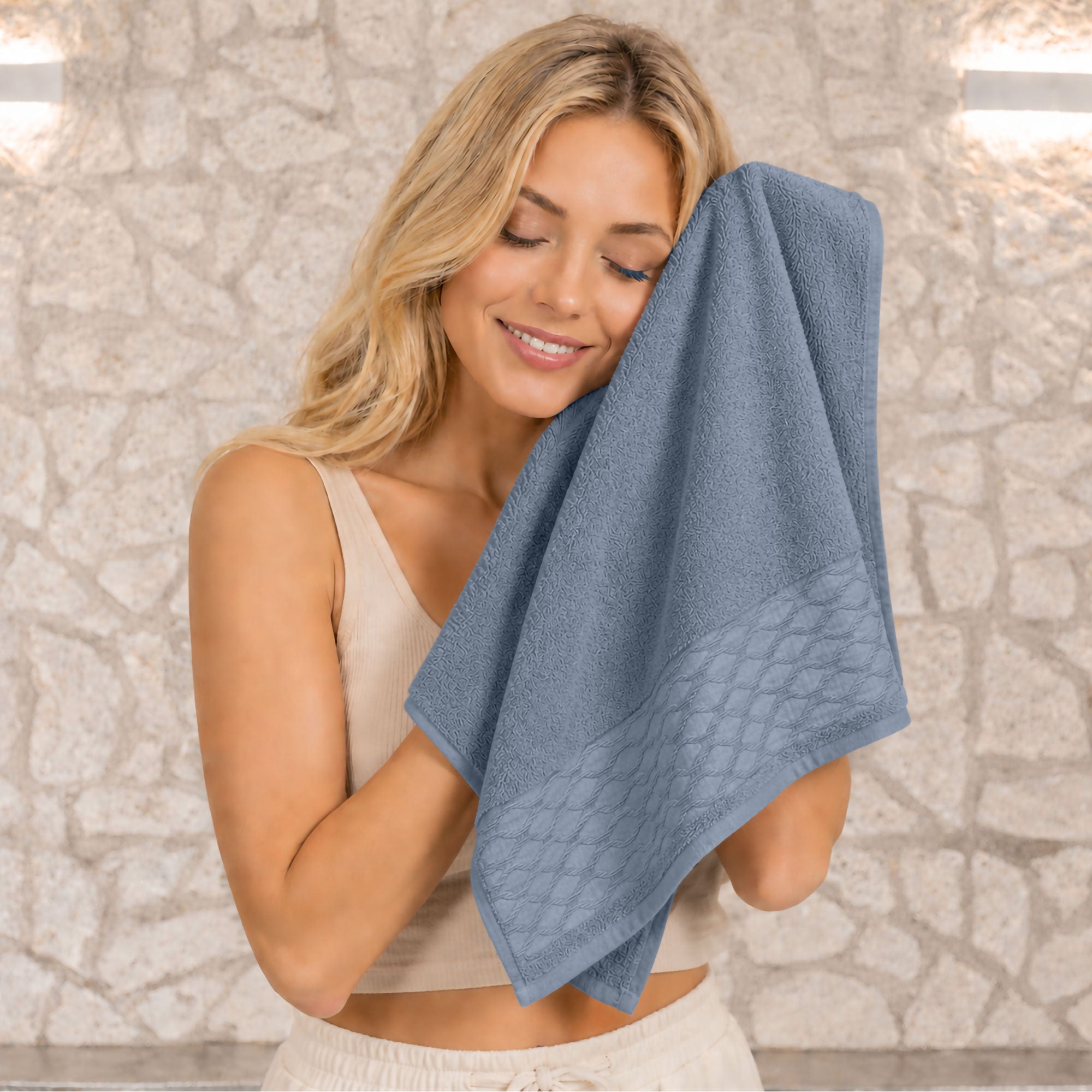Asciugamani bagno set viso e bidet in spugna puro cotone 1+1 ricamate 400gr 7172