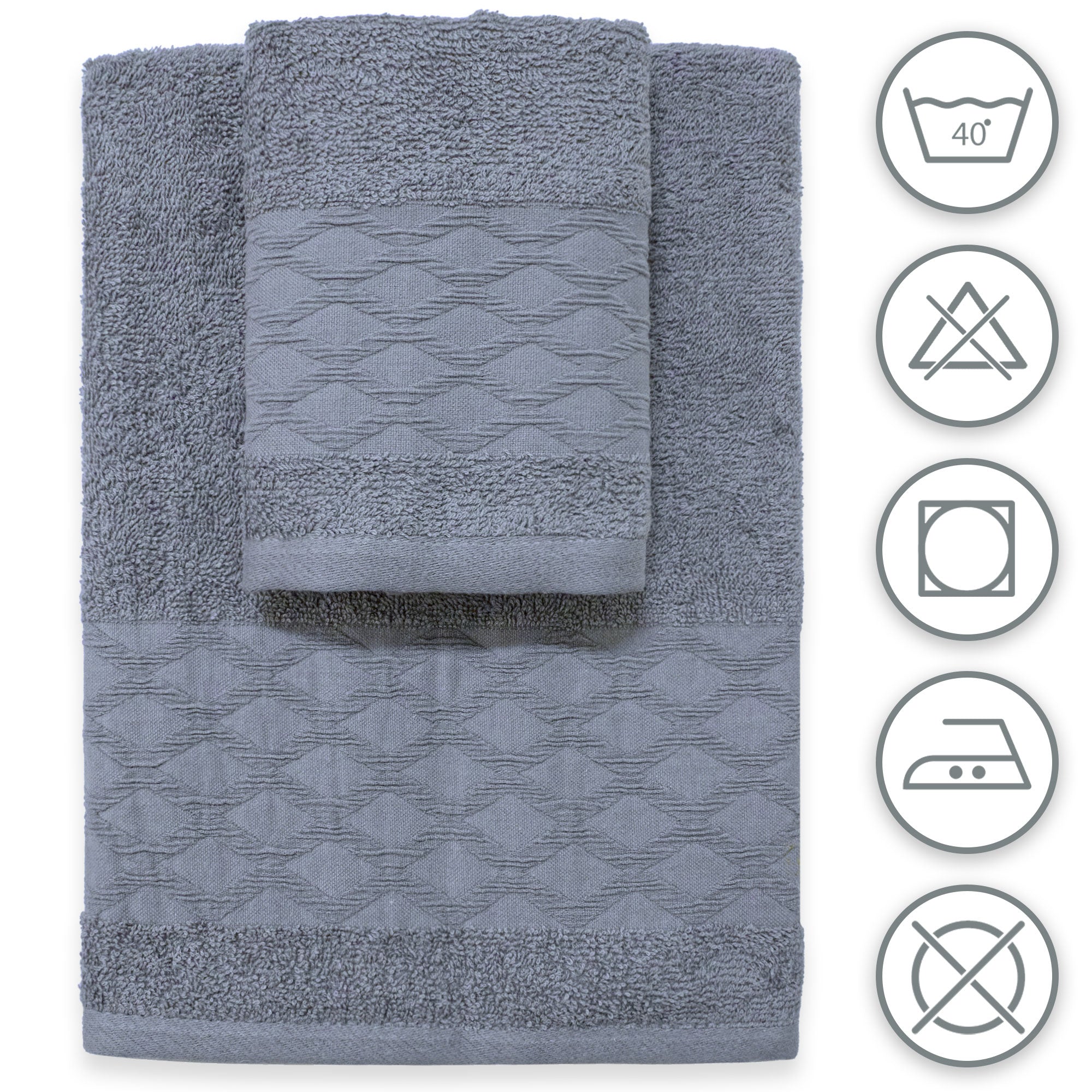 Asciugamani bagno set viso e bidet in spugna puro cotone 1+1 ricamate 400gr 7172