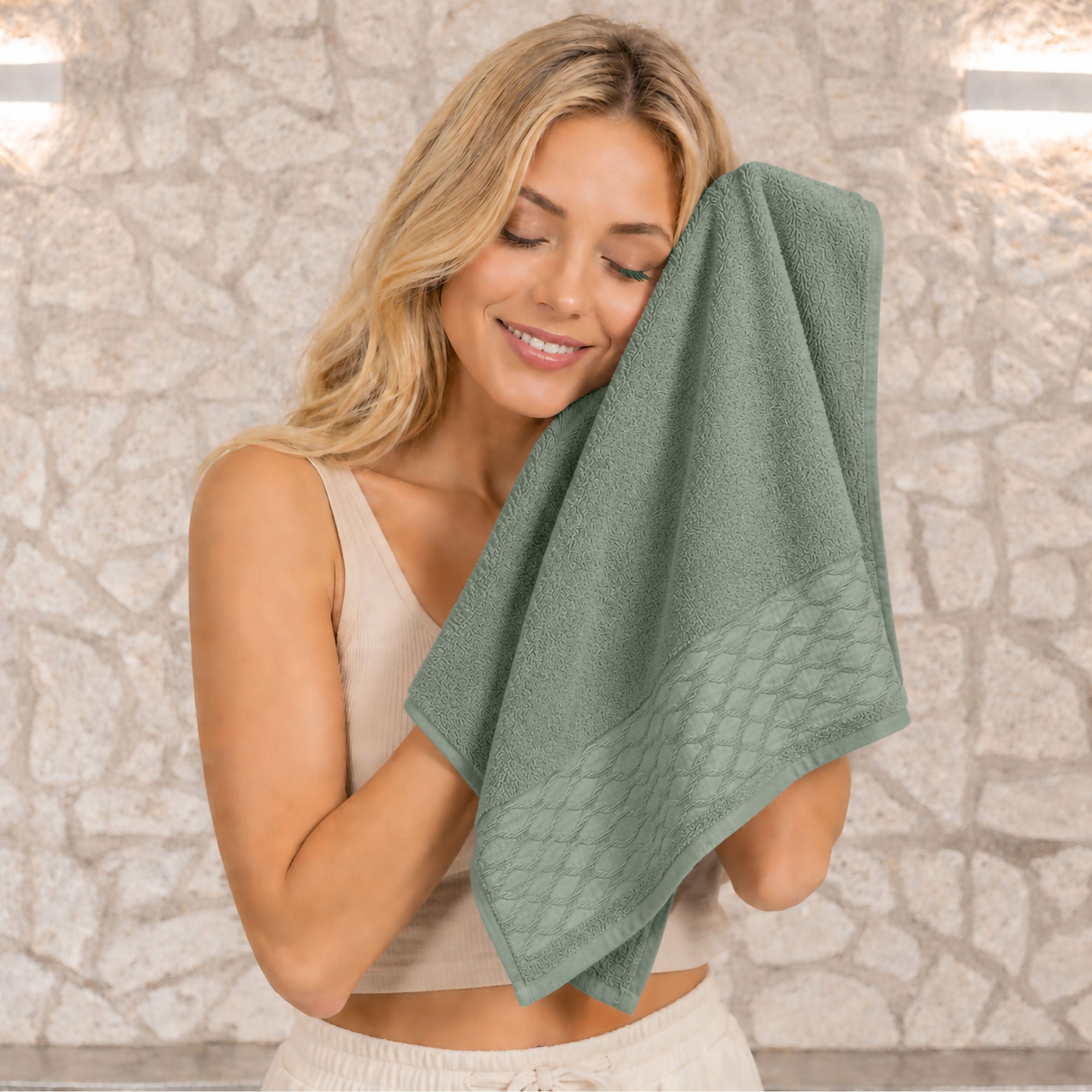 Asciugamani bagno set viso e bidet in spugna puro cotone 1+1 ricamate 400gr 7172