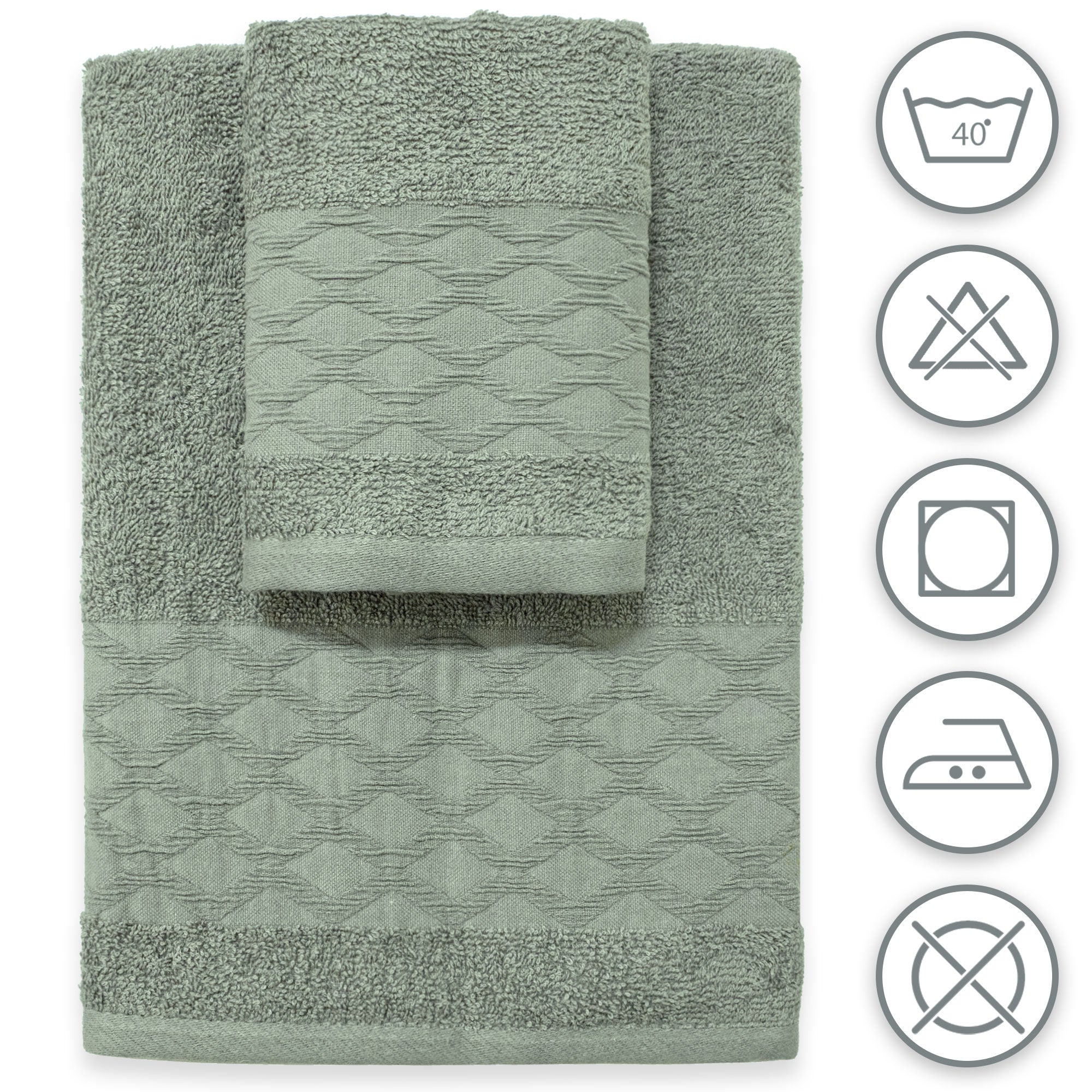 Asciugamani bagno set viso e bidet in spugna puro cotone 6+6 ricamate 400gr 7174