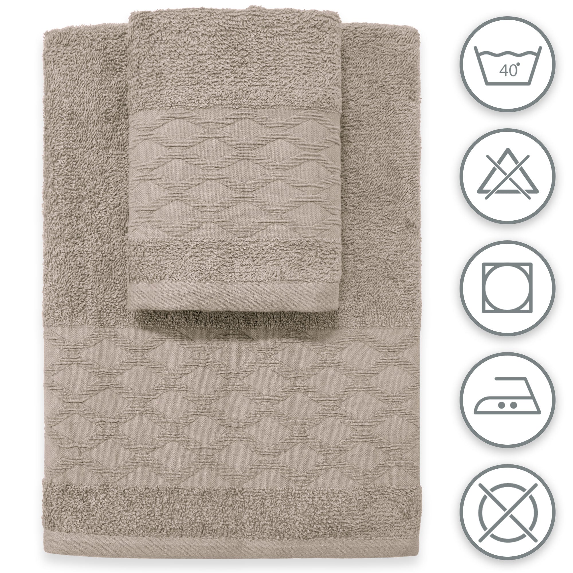 Asciugamani bagno set viso e bidet in spugna puro cotone 1+1 ricamate 400gr 7172