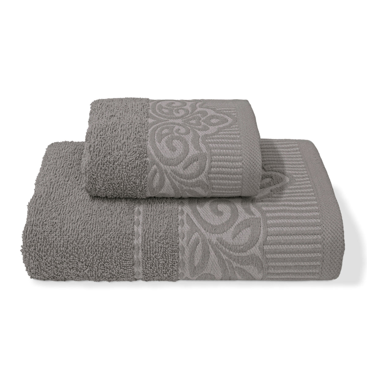 Asciugamani bagno set viso e bidet in spugna puro cotone 1+1 ricamate 400gr 7172