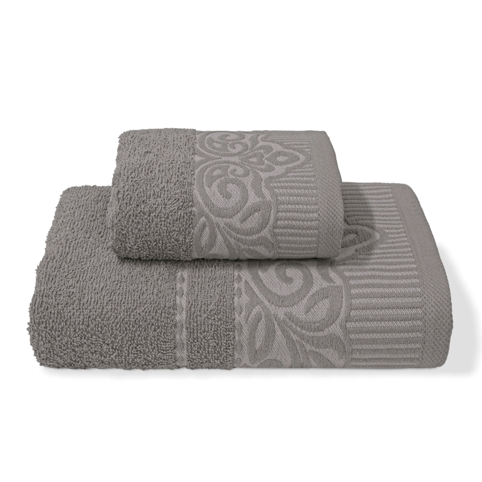 Asciugamani bagno set viso e bidet in spugna puro cotone 1+1 ricamate 400gr 7172