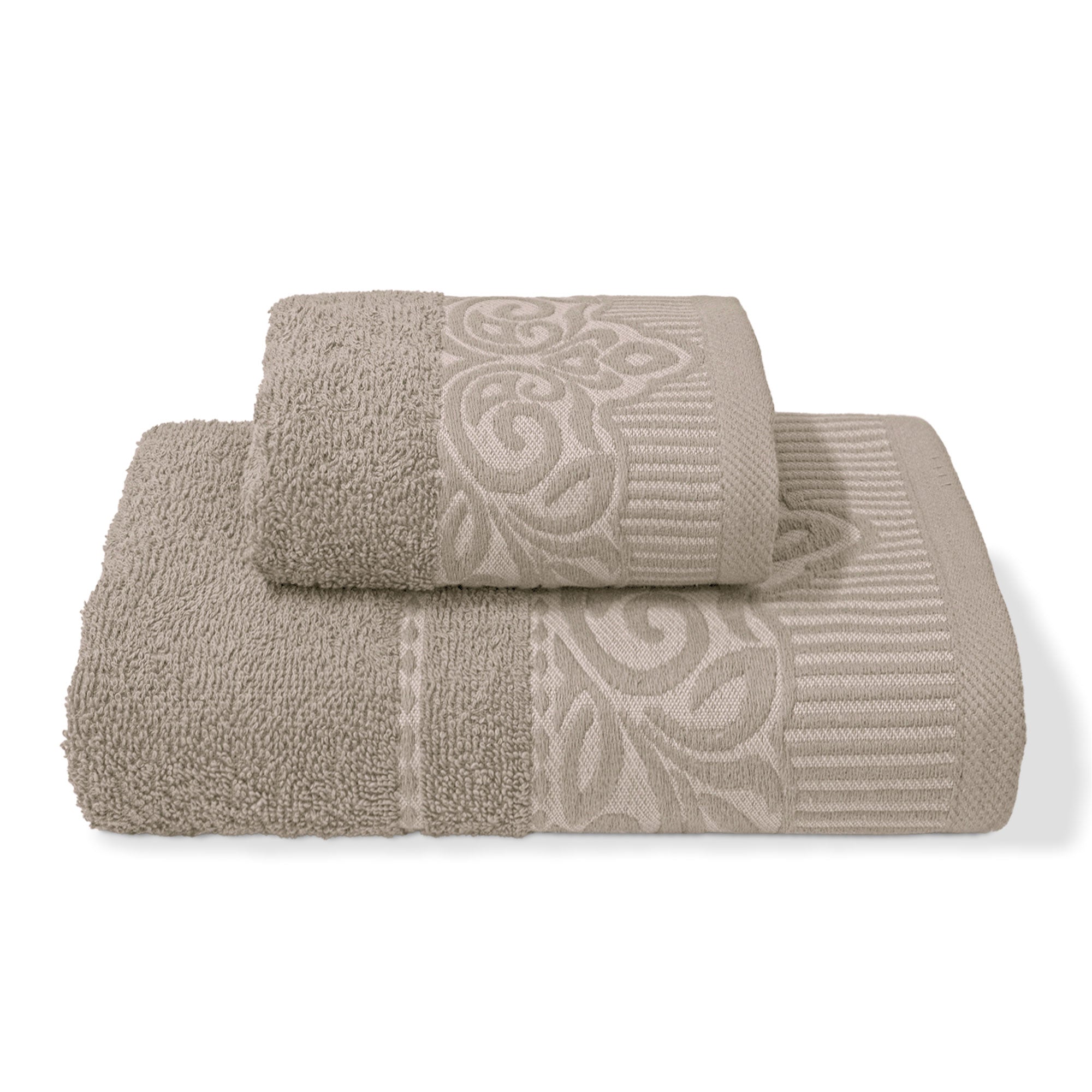Asciugamani bagno set viso e bidet in spugna puro cotone 1+1 ricamate 400gr 7172