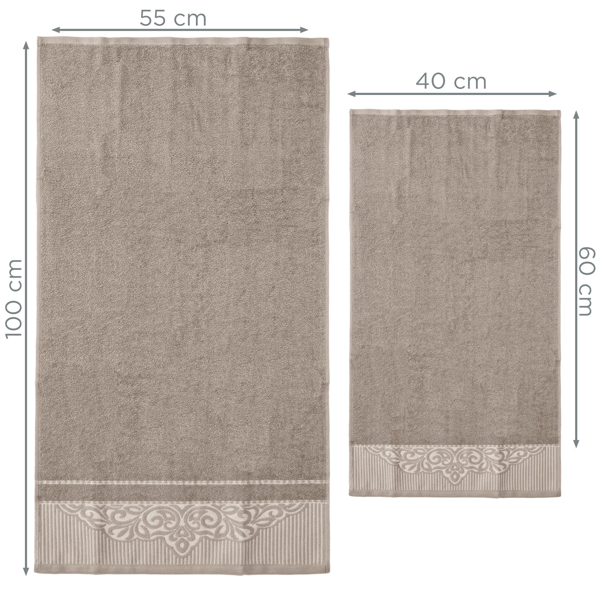 Asciugamani bagno set viso e bidet in spugna puro cotone 1+1 ricamate 400gr 7172