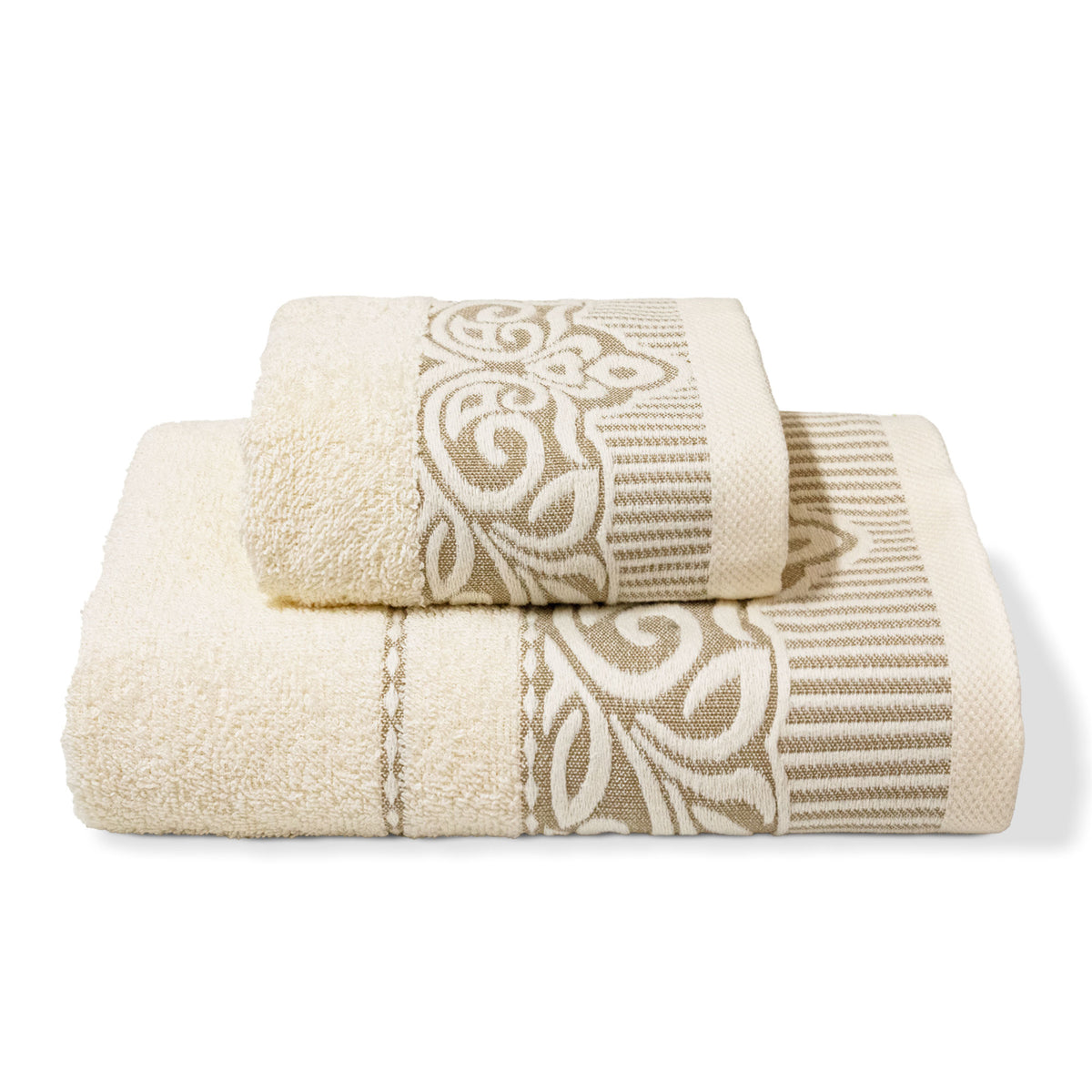 Asciugamani bagno set viso e bidet in spugna puro cotone 1+1 ricamate 400gr 7172
