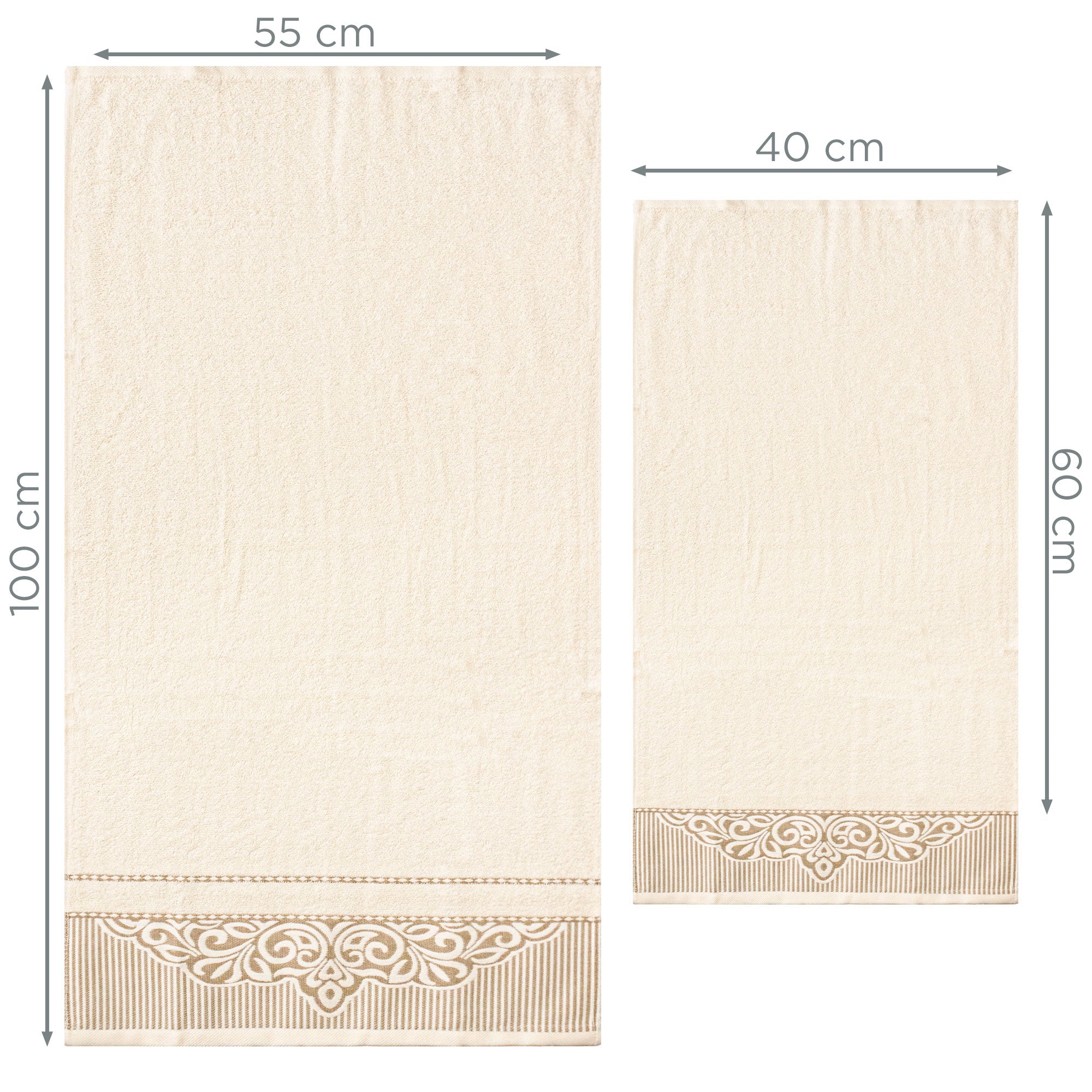 Asciugamani bagno set viso e bidet in spugna puro cotone 1+1 ricamate 400gr 7172