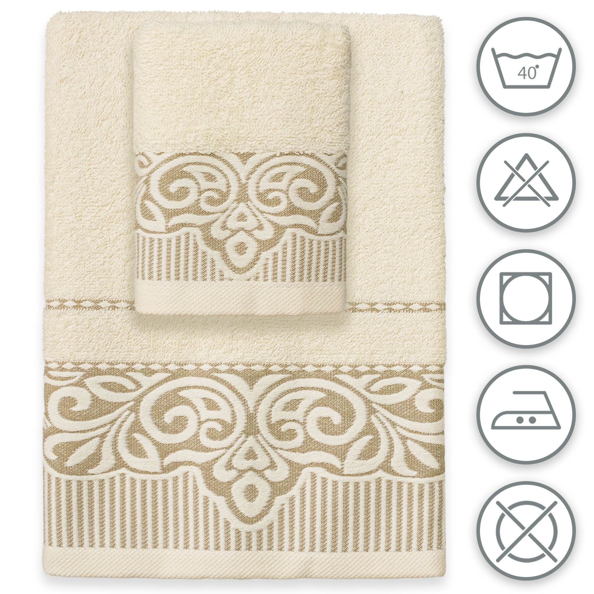 Asciugamani bagno set viso e bidet in spugna puro cotone 1+1 ricamate 400gr 7172