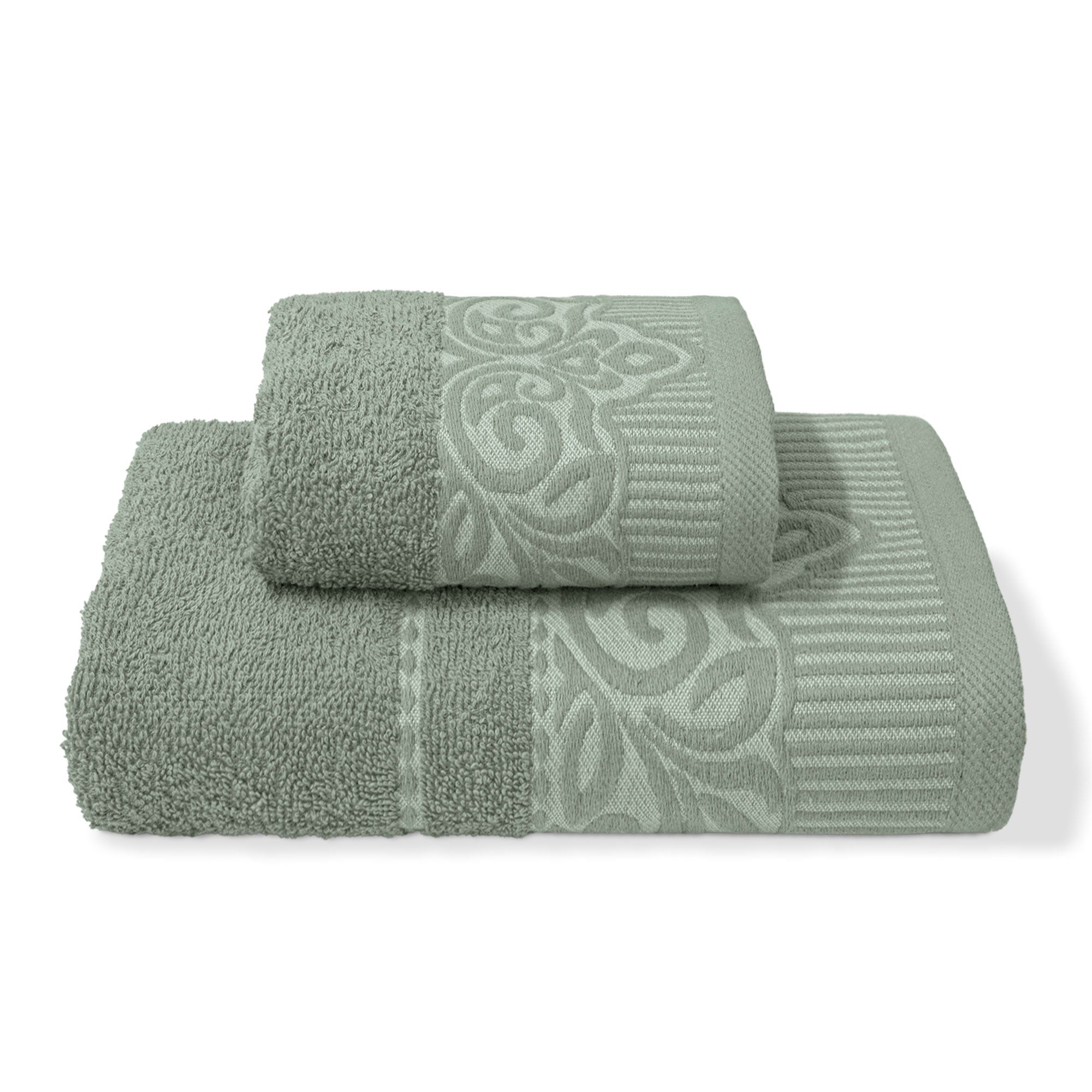 Asciugamani bagno set viso e bidet in spugna puro cotone 1+1 ricamate 400gr 7172