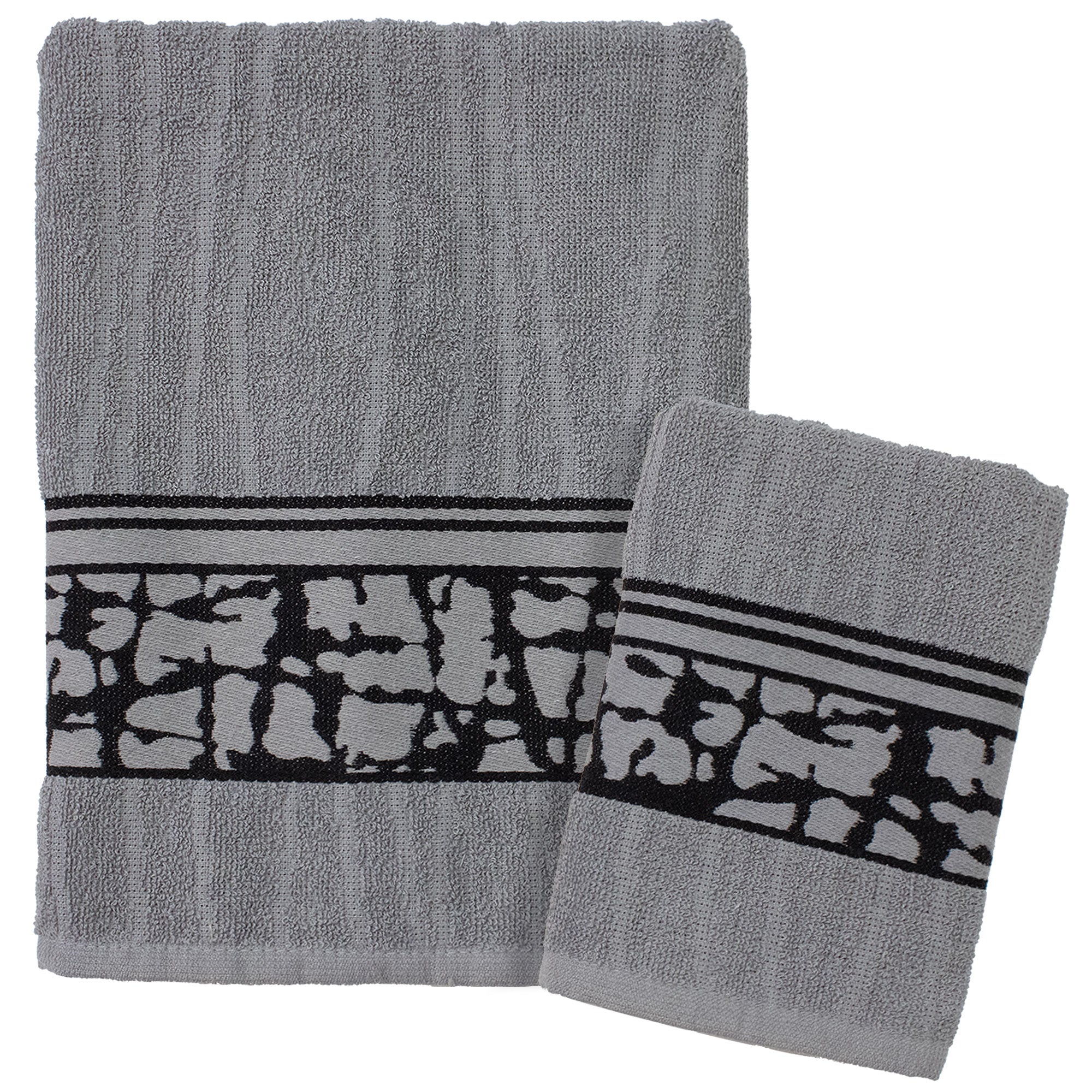 Handtücher Bad Set Gesicht und Bidet aus Baumwollfrottee-Jacquard, 1+1 bestickt 7175