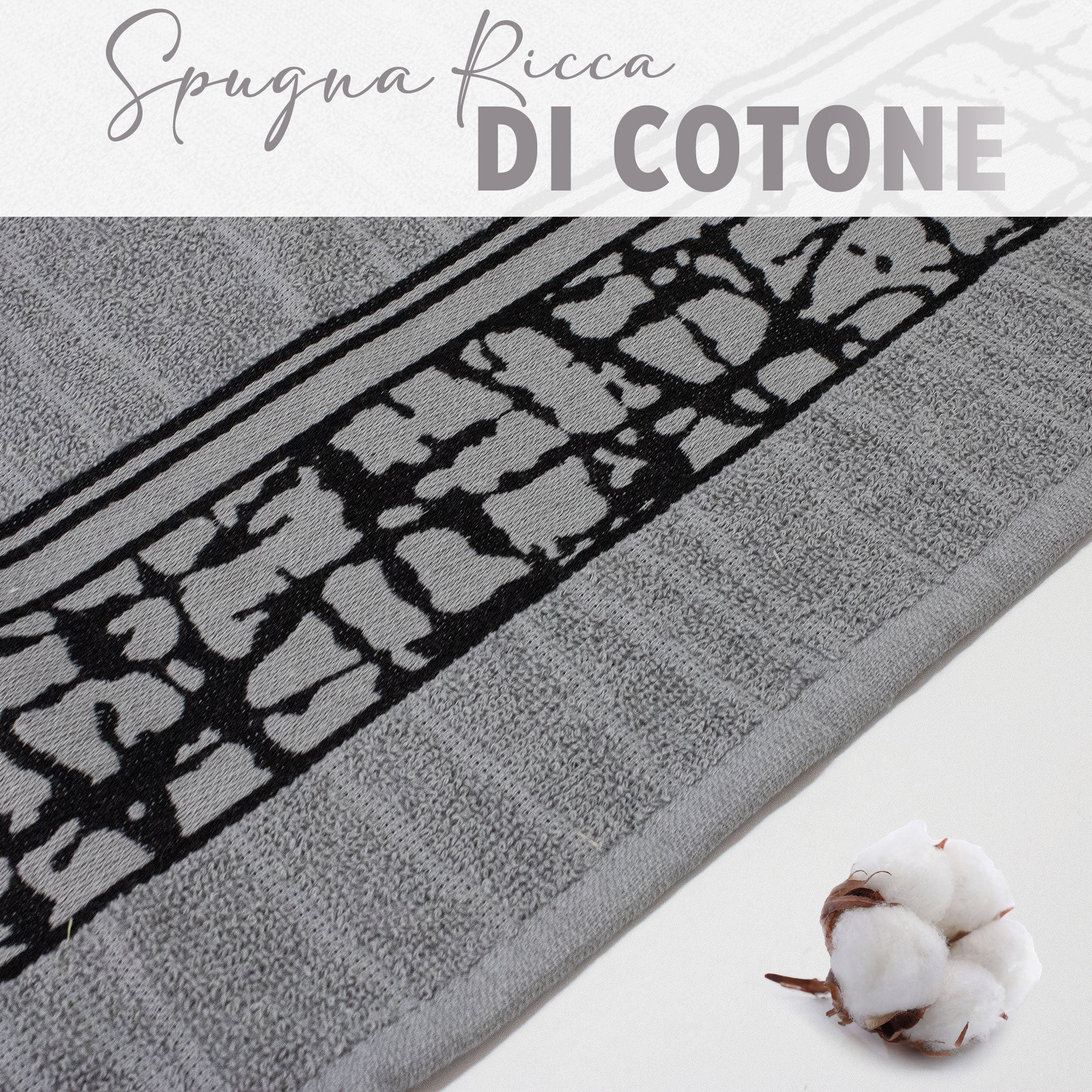 Asciugamani bagno set viso e bidet in spugna cotone jacquard 1+1 ricamate 7175
