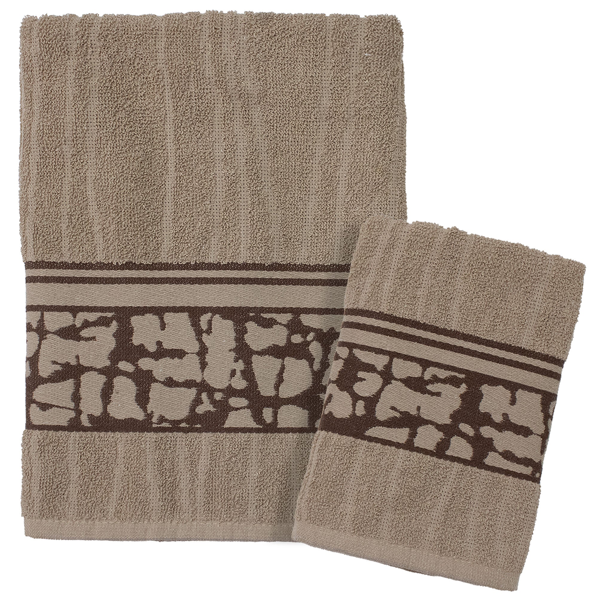 Handtücher Bad Set Gesicht und Bidet aus Baumwollfrottee-Jacquard, 1+1 bestickt 7175