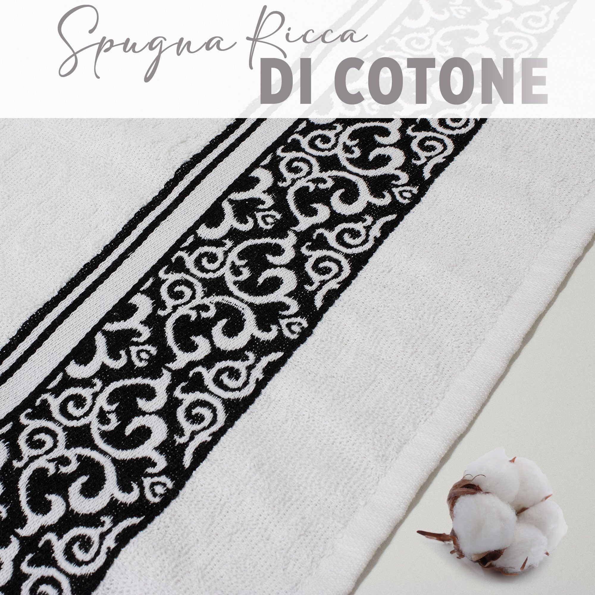 Asciugamani bagno set viso e bidet in spugna cotone jacquard 1+1 ricamate 7175