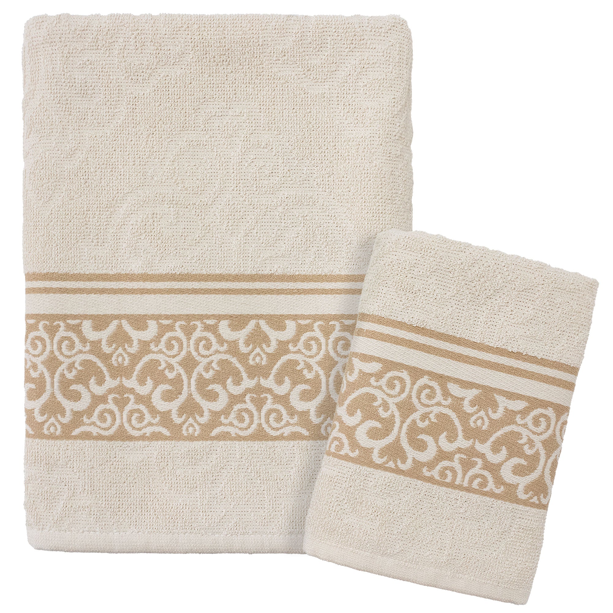 Handtücher Bad Set Gesicht und Bidet aus Baumwollfrottee-Jacquard, 1+1 bestickt 7175
