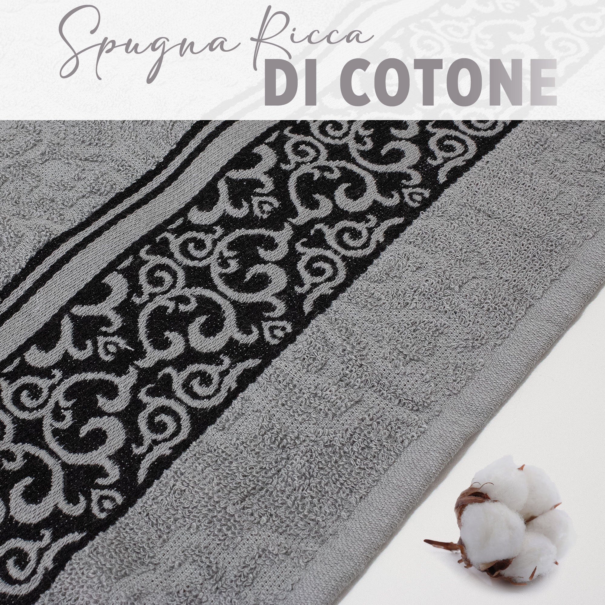 Asciugamani bagno set viso e bidet in spugna cotone jacquard 1+1 ricamate 7175