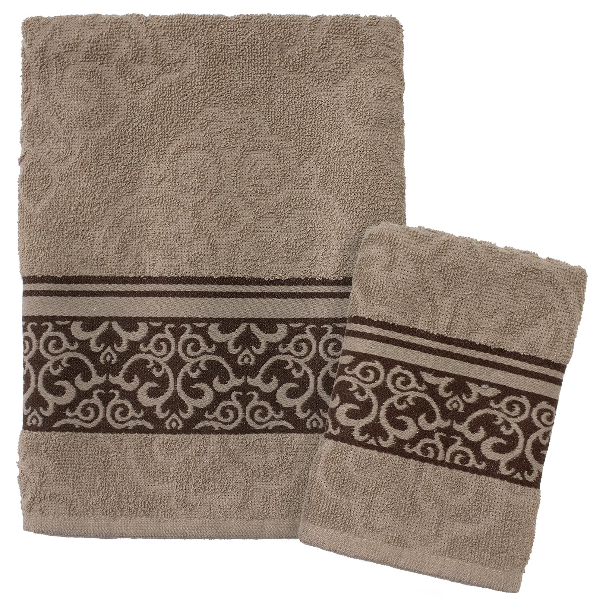 Handtücher Bad Set Gesicht und Bidet aus Baumwollfrottee-Jacquard, 1+1 bestickt 7175