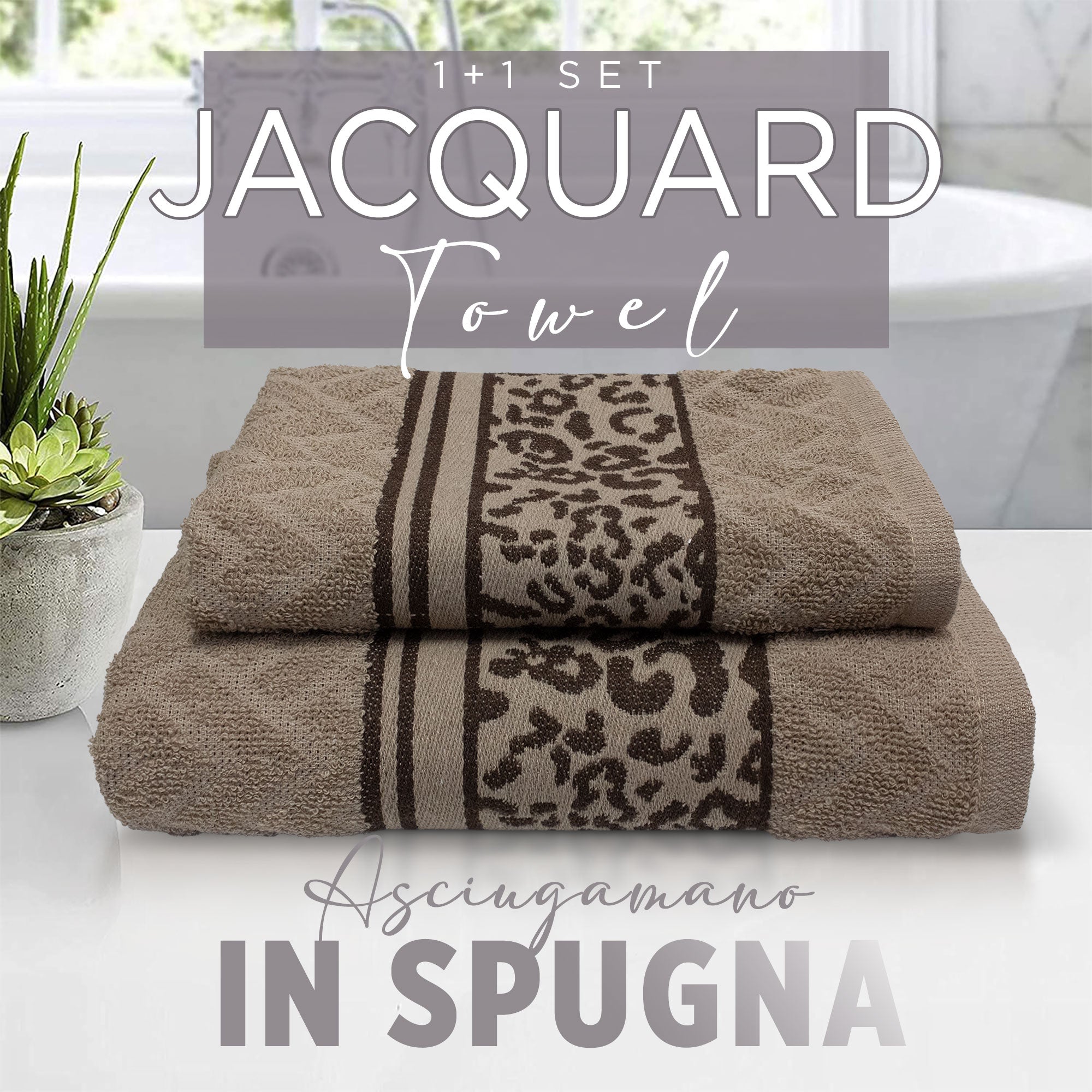 Asciugamani bagno set viso e bidet in spugna cotone jacquard 1+1 ricamate 7175