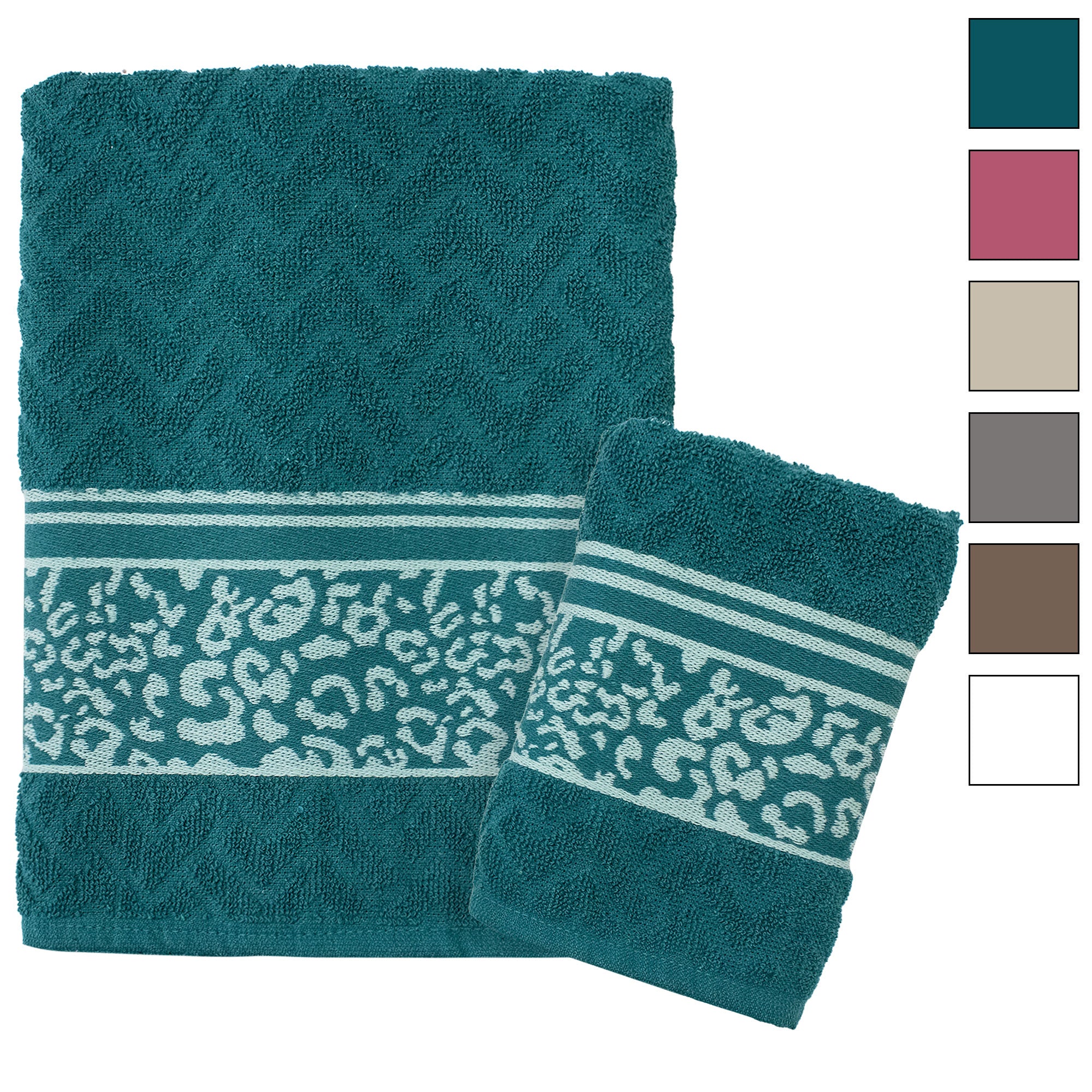 Asciugamani bagno set viso e bidet in spugna cotone jacquard 1+1 ricamate 7175