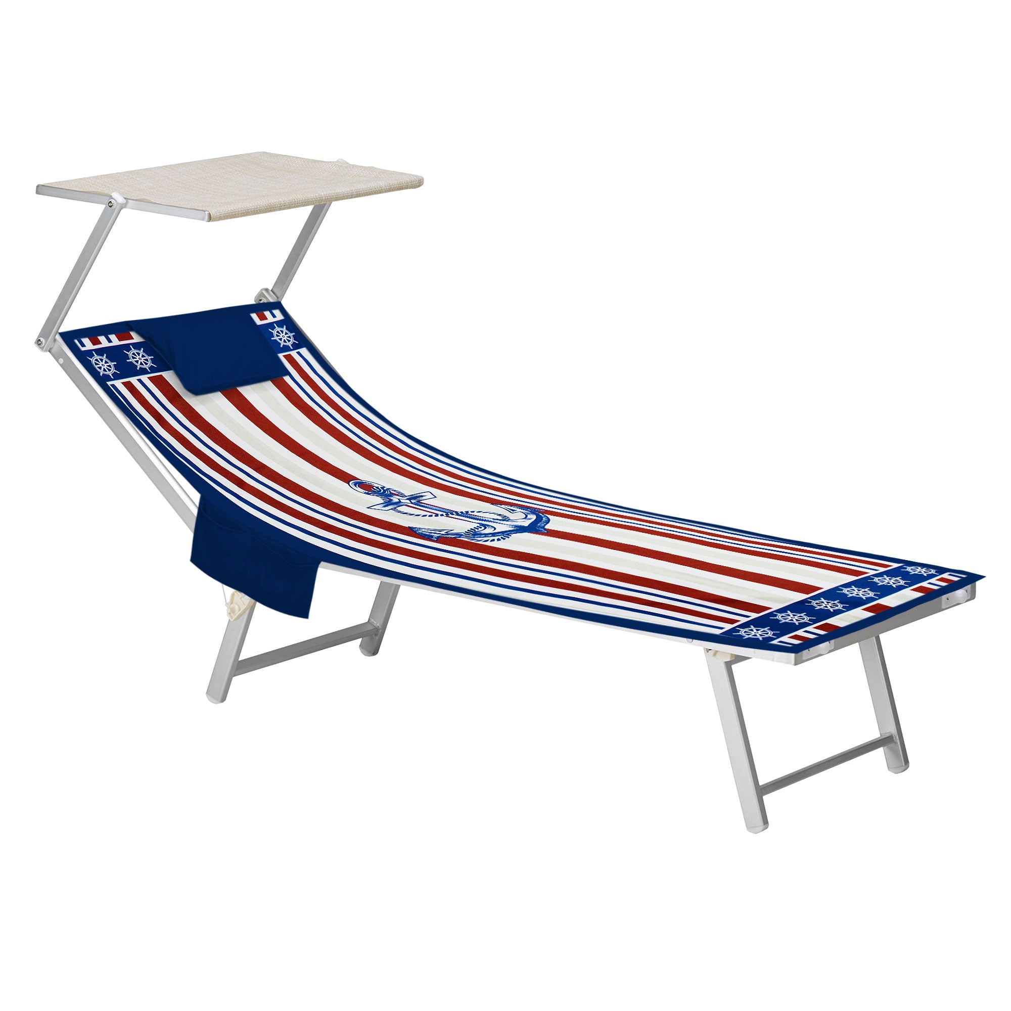 Mikrofaser-Strandtuch für Liegen mit Gummibändern, Taschen und aufblasbarem Kissen 7176