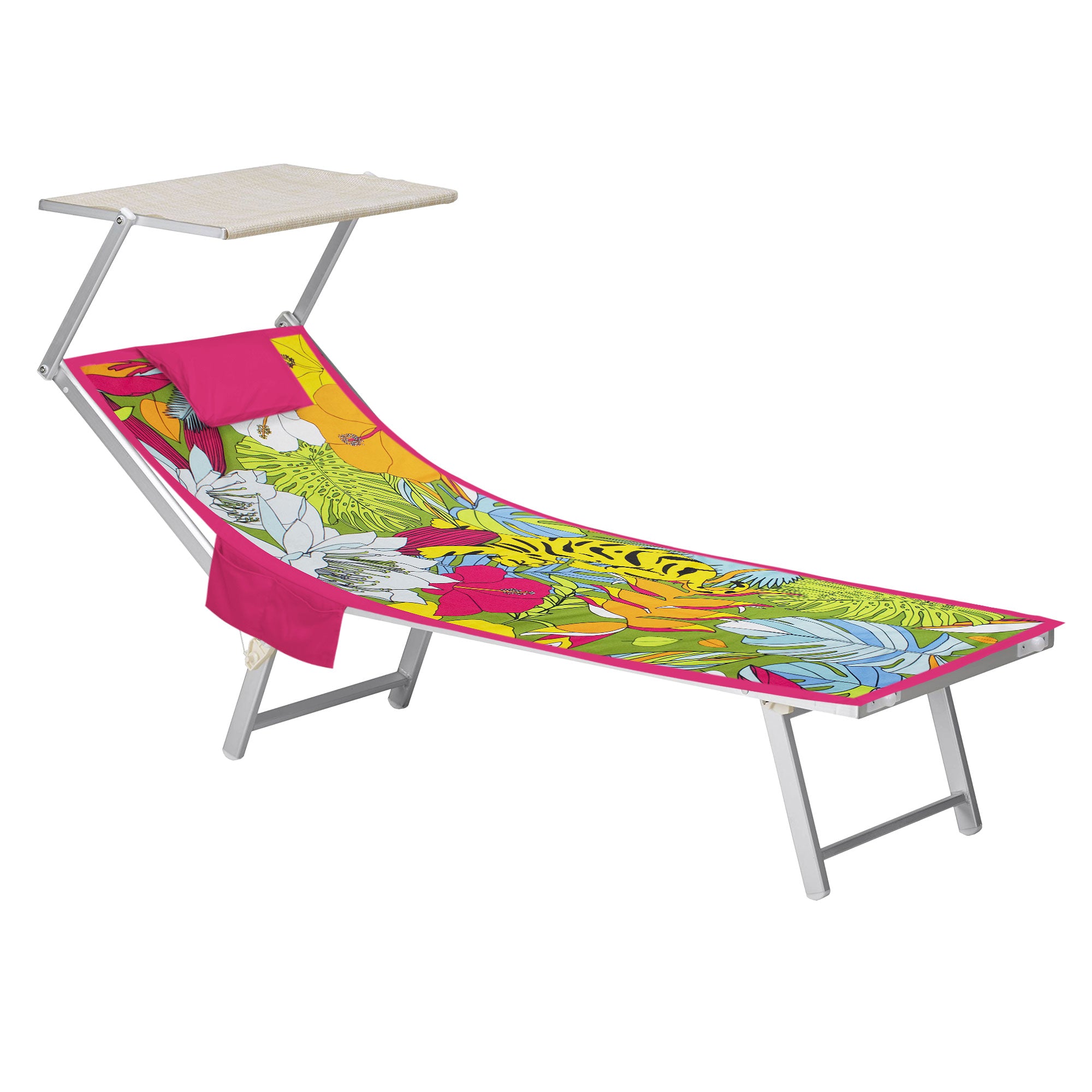 Mikrofaser-Strandtuch für Liegen mit Gummibändern, Taschen und aufblasbarem Kissen 7176