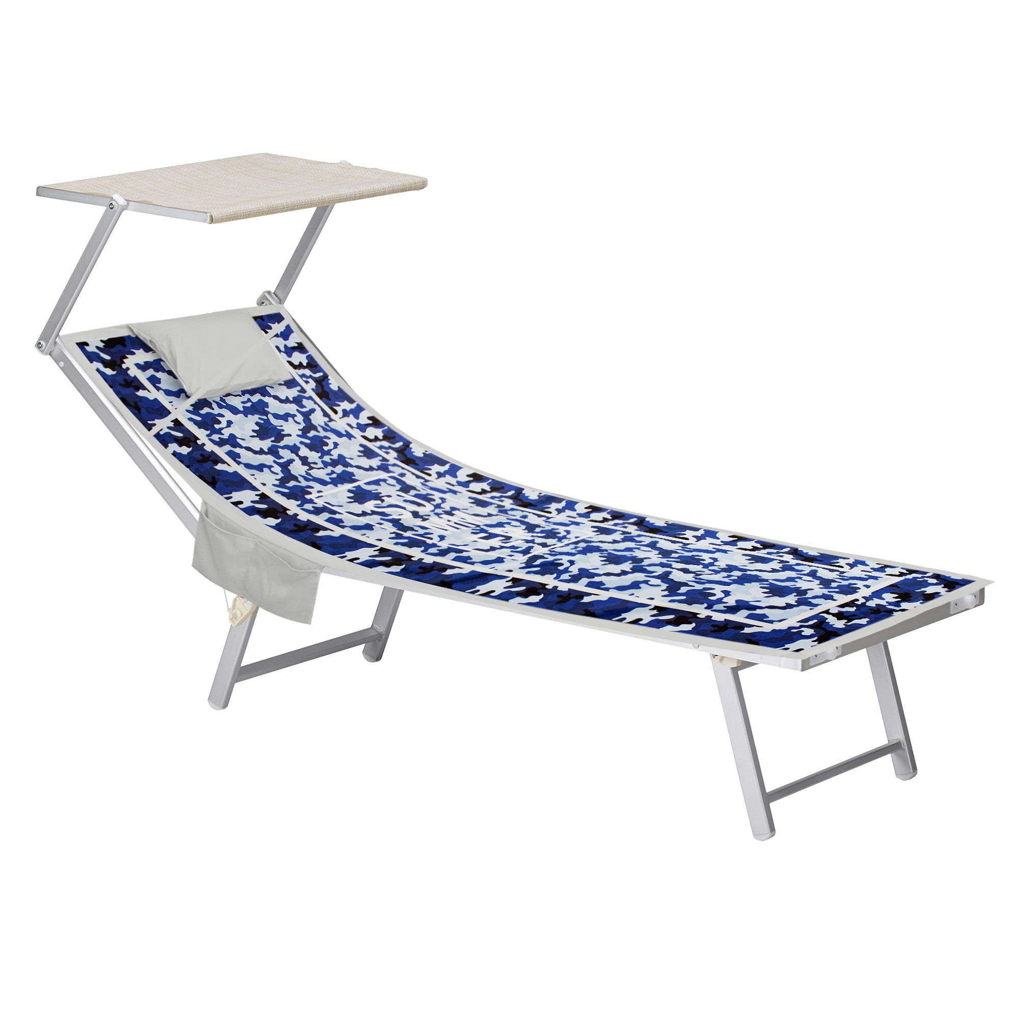 Mikrofaser-Strandtuch für Liegen mit Gummibändern, Taschen und aufblasbarem Kissen 7176
